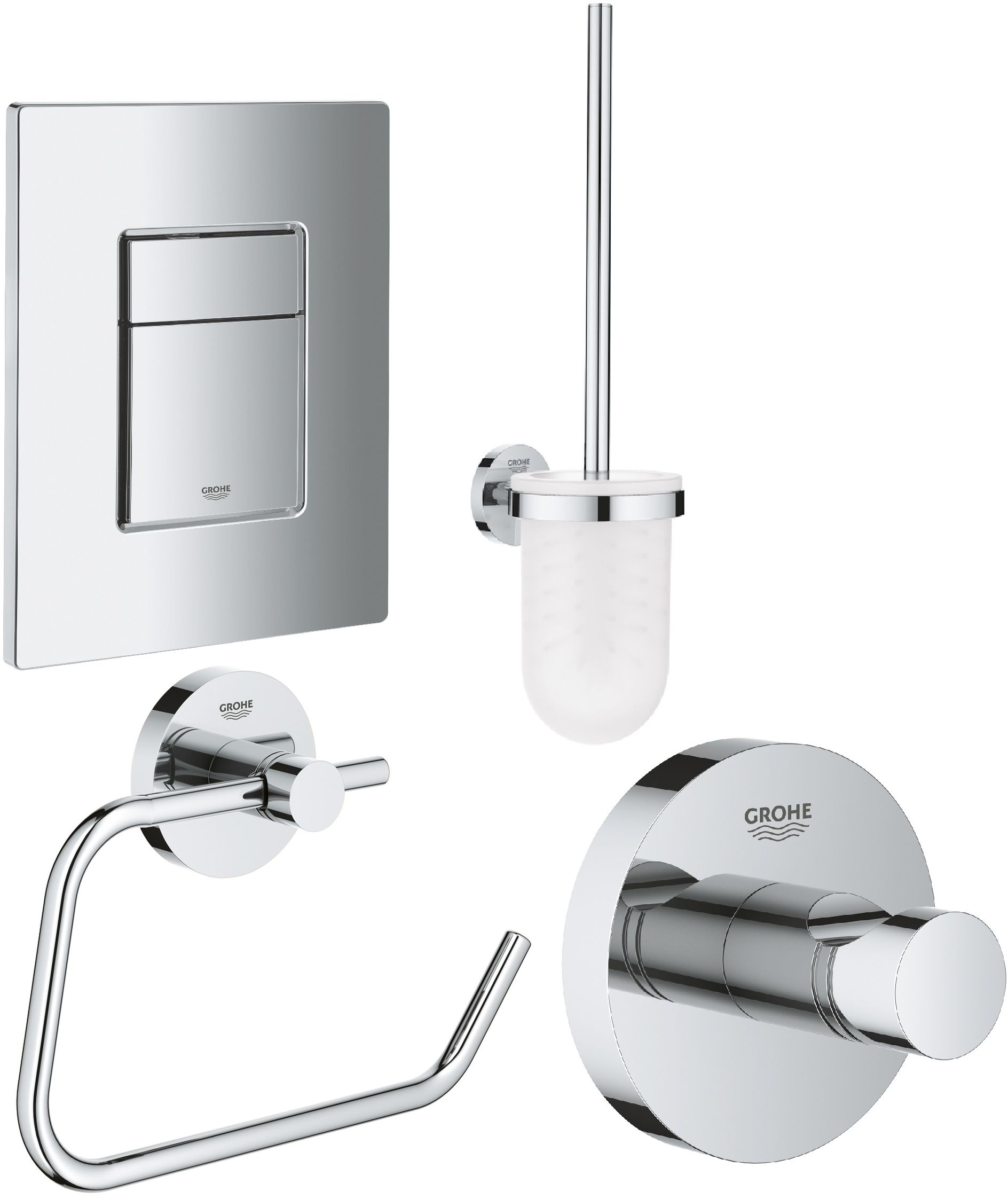 Set Klobürste Grohe Essentials 40374001, Betätigungsplatte Grohe Skate 38732000, 40689001, 40364001
