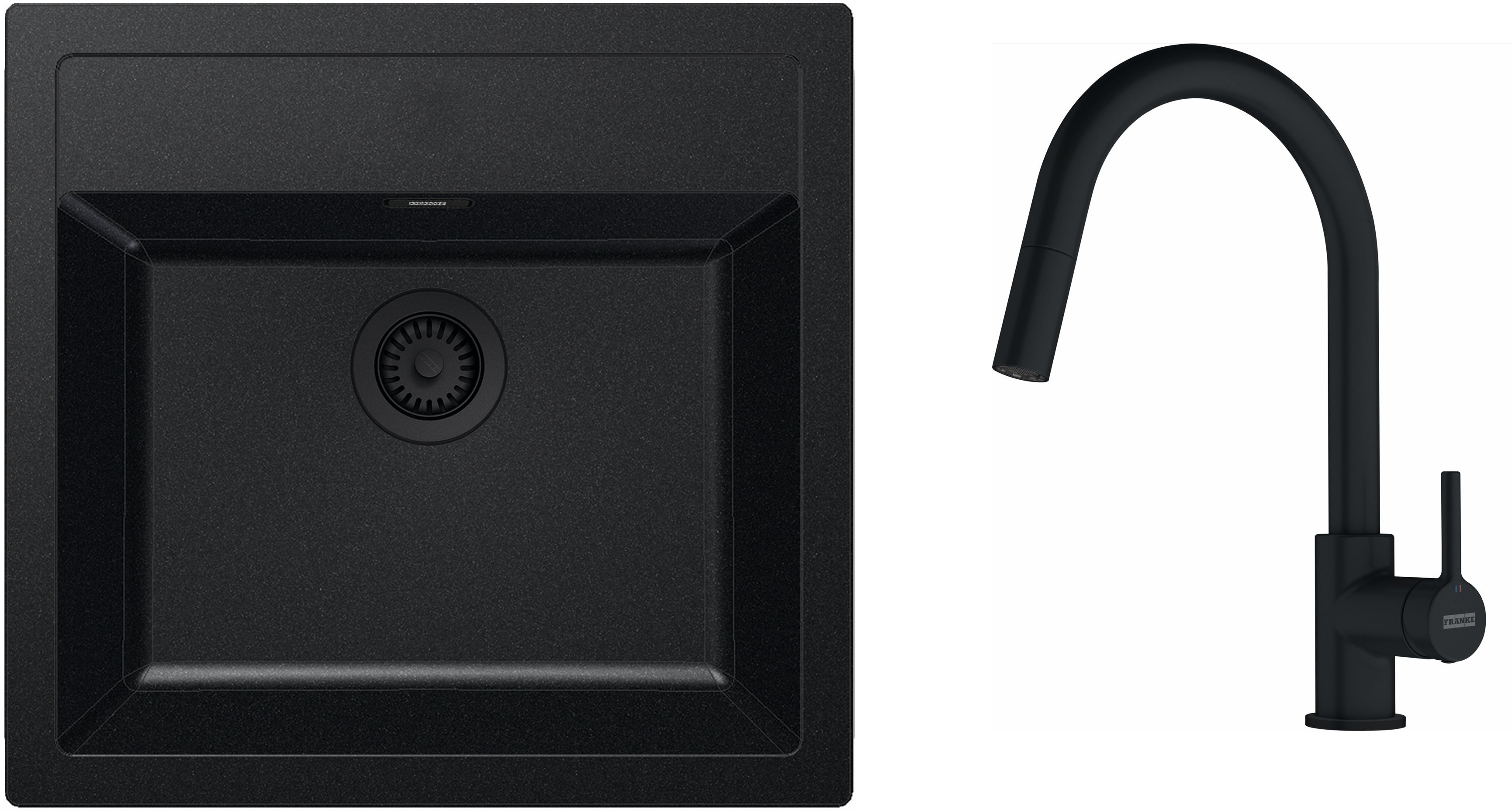 Franke Sirius SID Waschbecken mit Wasserhahn schwarz/schwarz 143.0733.328