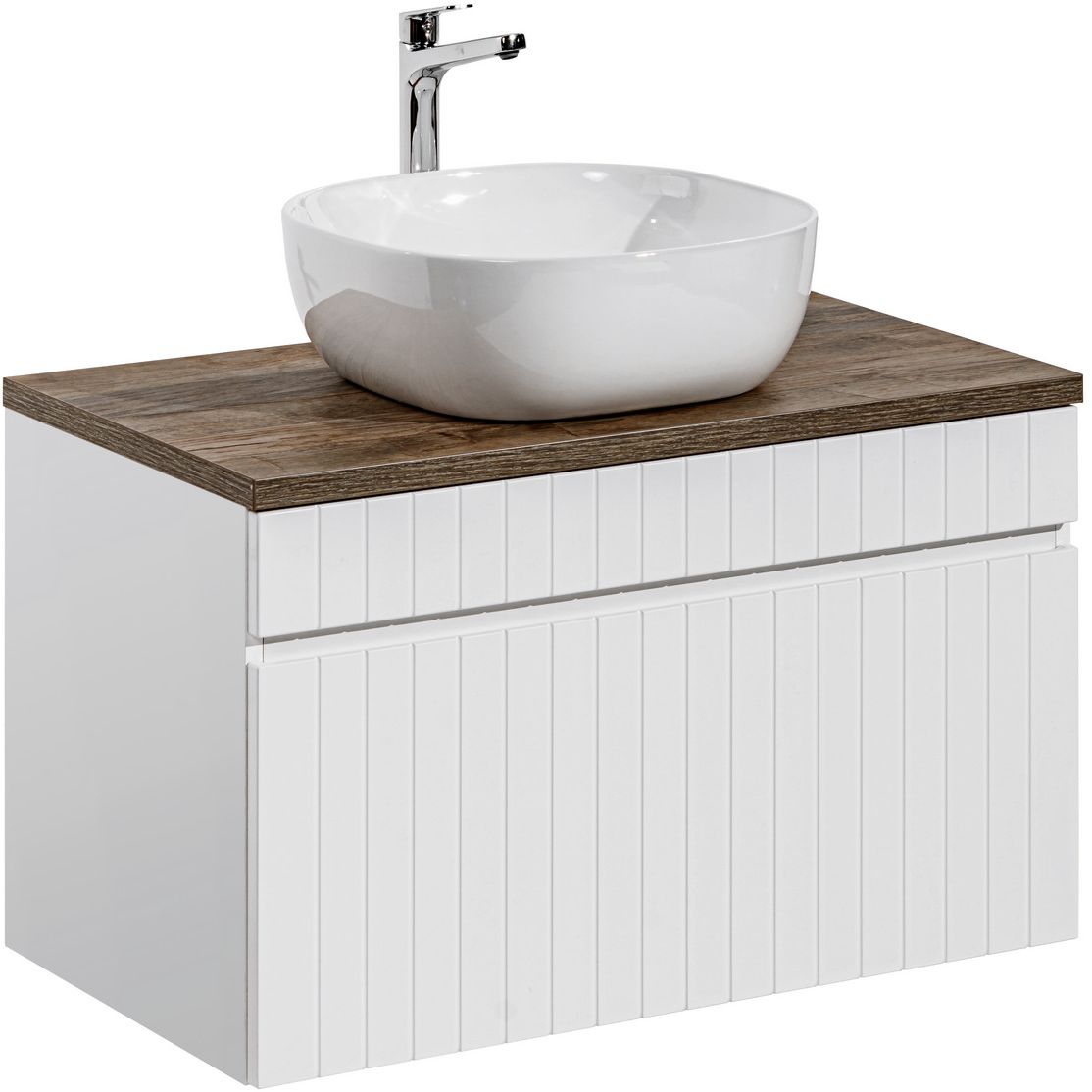Set Kabinett Comad Iconic White ICONIC WHITE 82-80-D-1S, Waschbecken Comad Smile UM-6254SMILE50DP, SANTA FE OAK89-080-A
