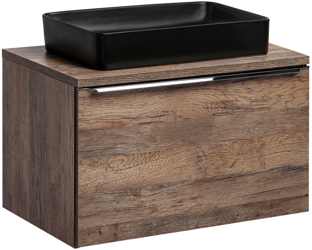 Set Kabinett Comad Sante Fe Oak SANTA FE OAK 82-80-A-2S, Waschbecken Comad Slim 2 UM-6275SLIM60BLACKDP, SANTA FE OAK89-080-A