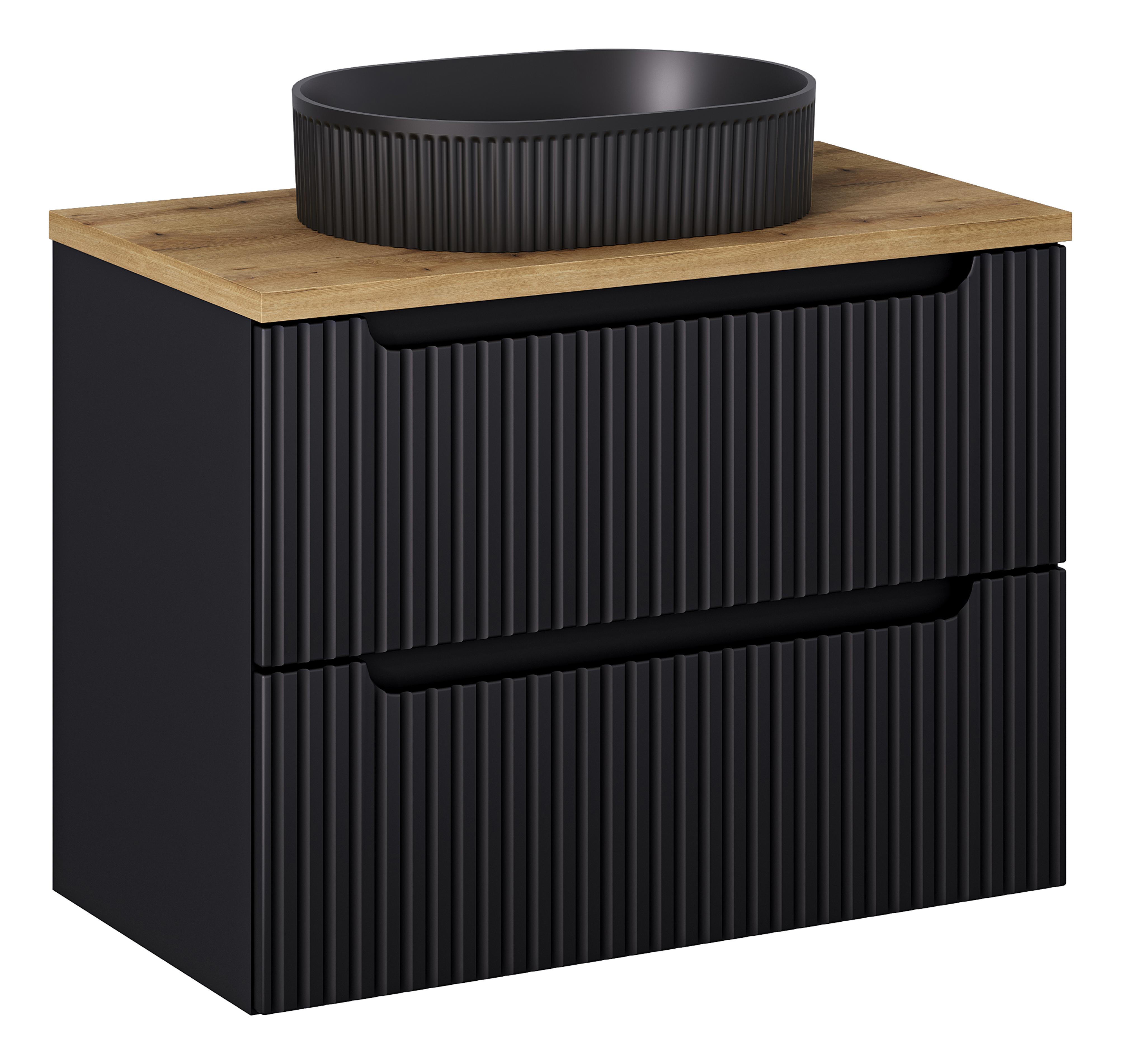 Set Kabinett Comad Nova Black NOVA BLACK D2 82-80-2S, Waschbecken Comad Beyond BEYOND 5 BLACK ( E-6564 ), NOVA OAK A 89-80