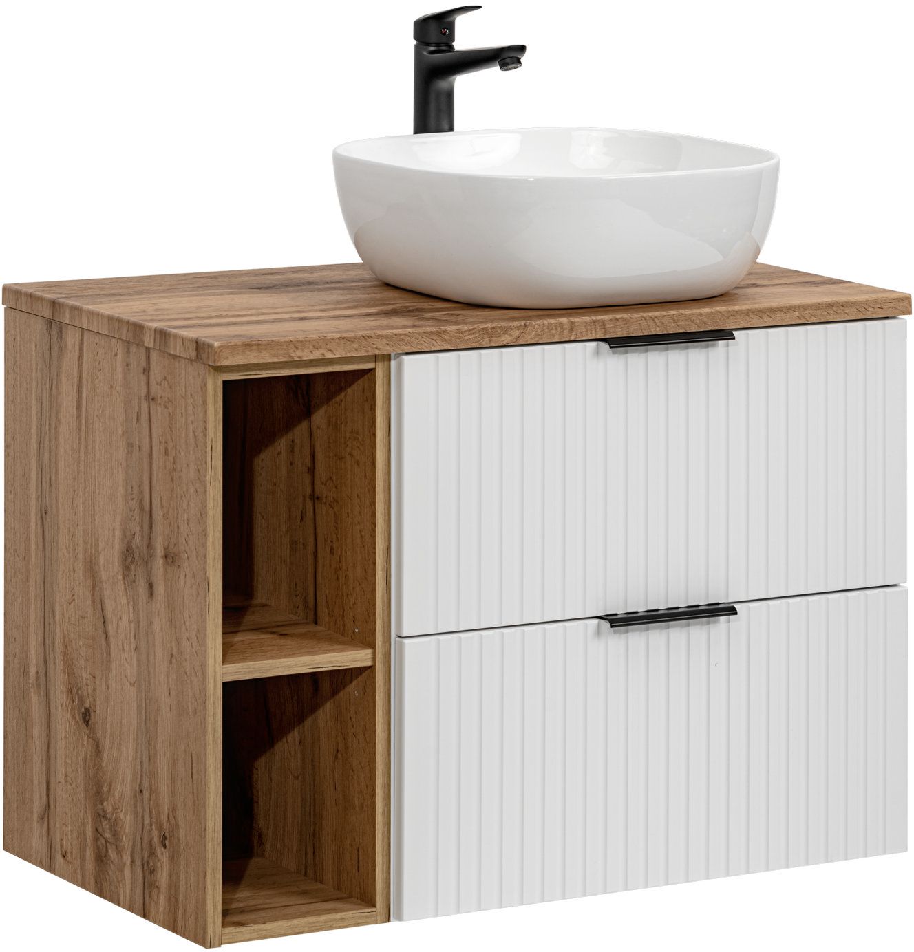 Set Kabinett Comad Adel White ADEL WHITE 82-60-B-2S, Waschbecken Comad Smile UM-6252SMILE40DP, ADEL OAK 89-80-B, XILO OAK 81-01-A