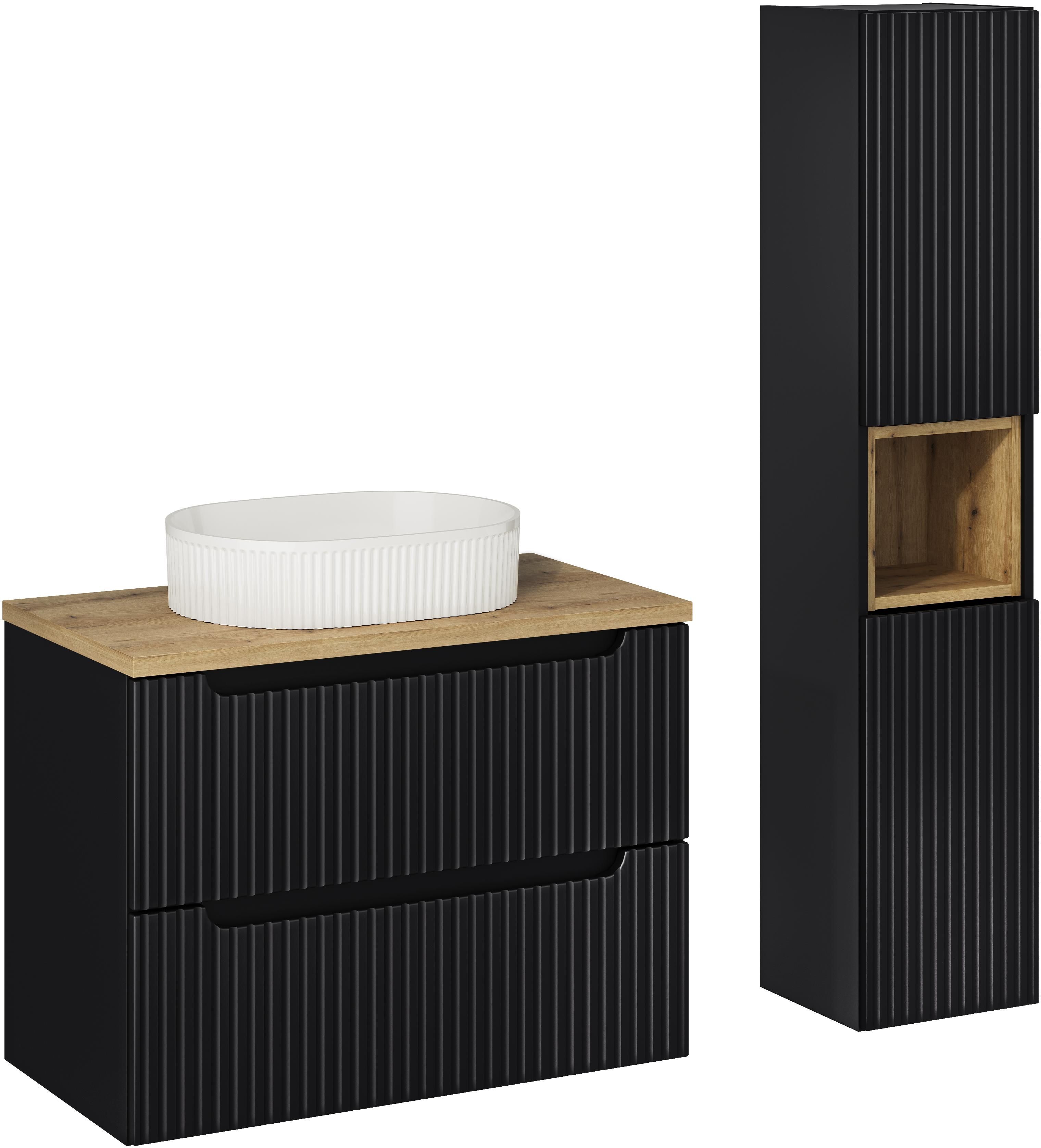 Set Kabinett Comad Nova Black NOVA BLACK D2 82-80-2S, Kabinett Comad Nova Black NOVA BLACK D 80-03-2D(W80-01D), BEYOND 5 WHITE ( E-6564 ), NOVA OAK A 83-27-Q(W83-04A), NOVA OAK A 89-80