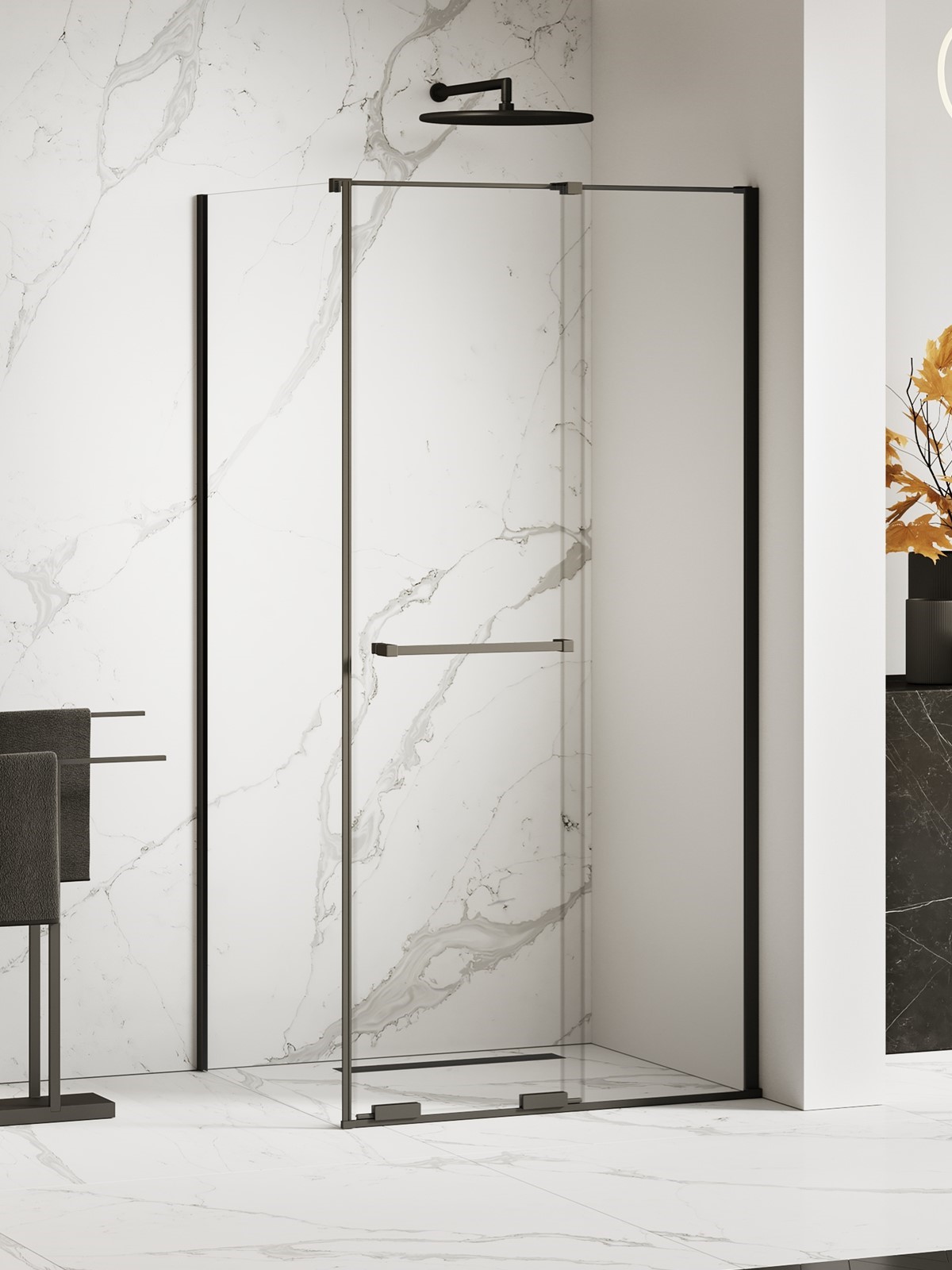 New Trendy Smart Black Dusche 160x120 cm rechteckig schwarz Matte/durchsichtiges Glas EXK-6673