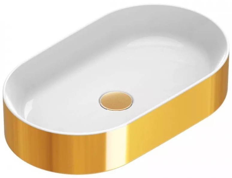Catalano Gold & Silver Waschbecken 50x35 cm oval Aufsatzwaschbecken weiß-gold 0122500042