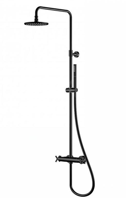 Steinberg 250 Duschset Wandmontage mit Thermostat mit Regenbrause schwarz 2502721S