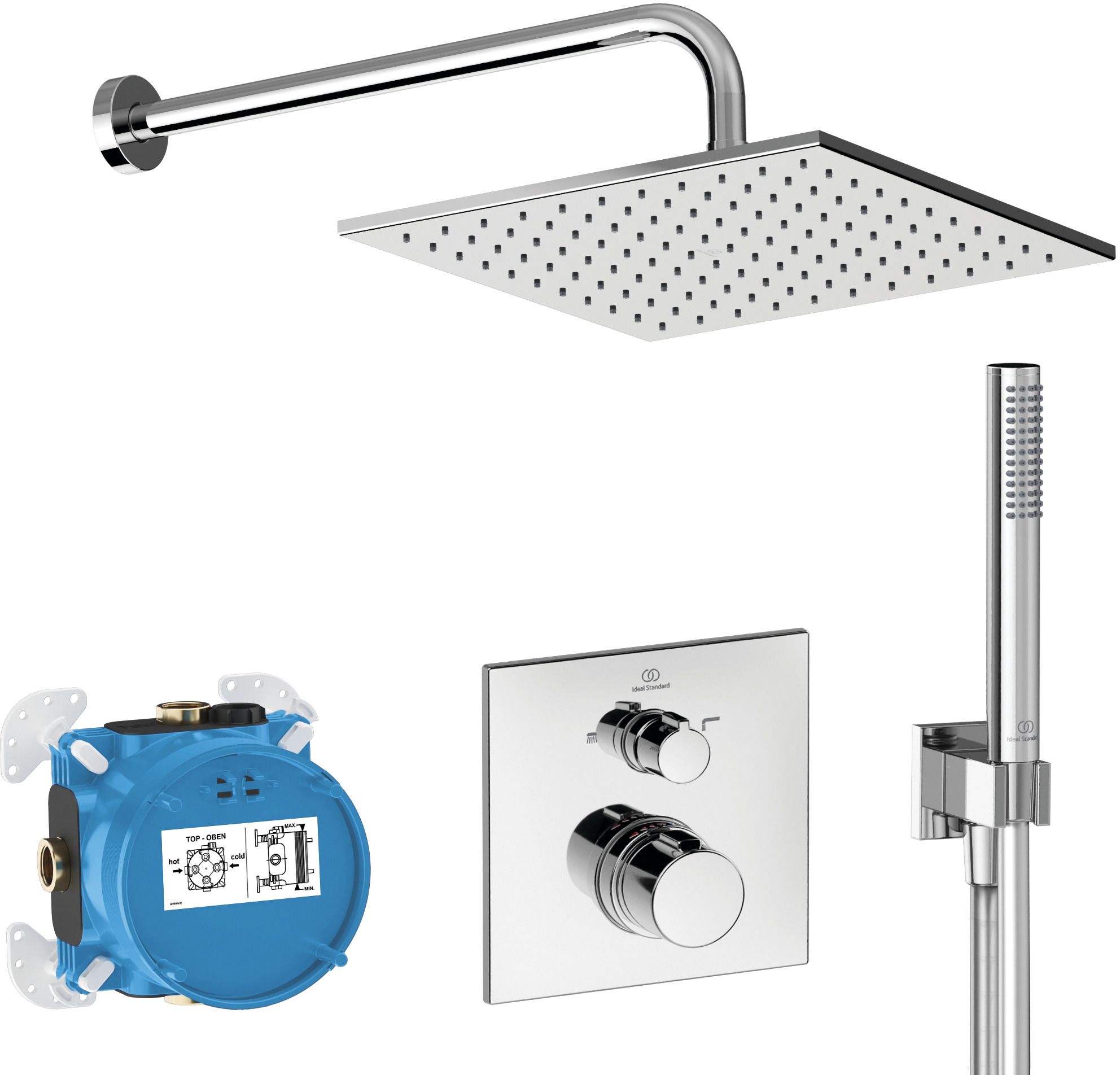 Ideal Standard Ceratherm Duschset Unterputz mit Thermostat mit Regenbrause chrom A7572AA