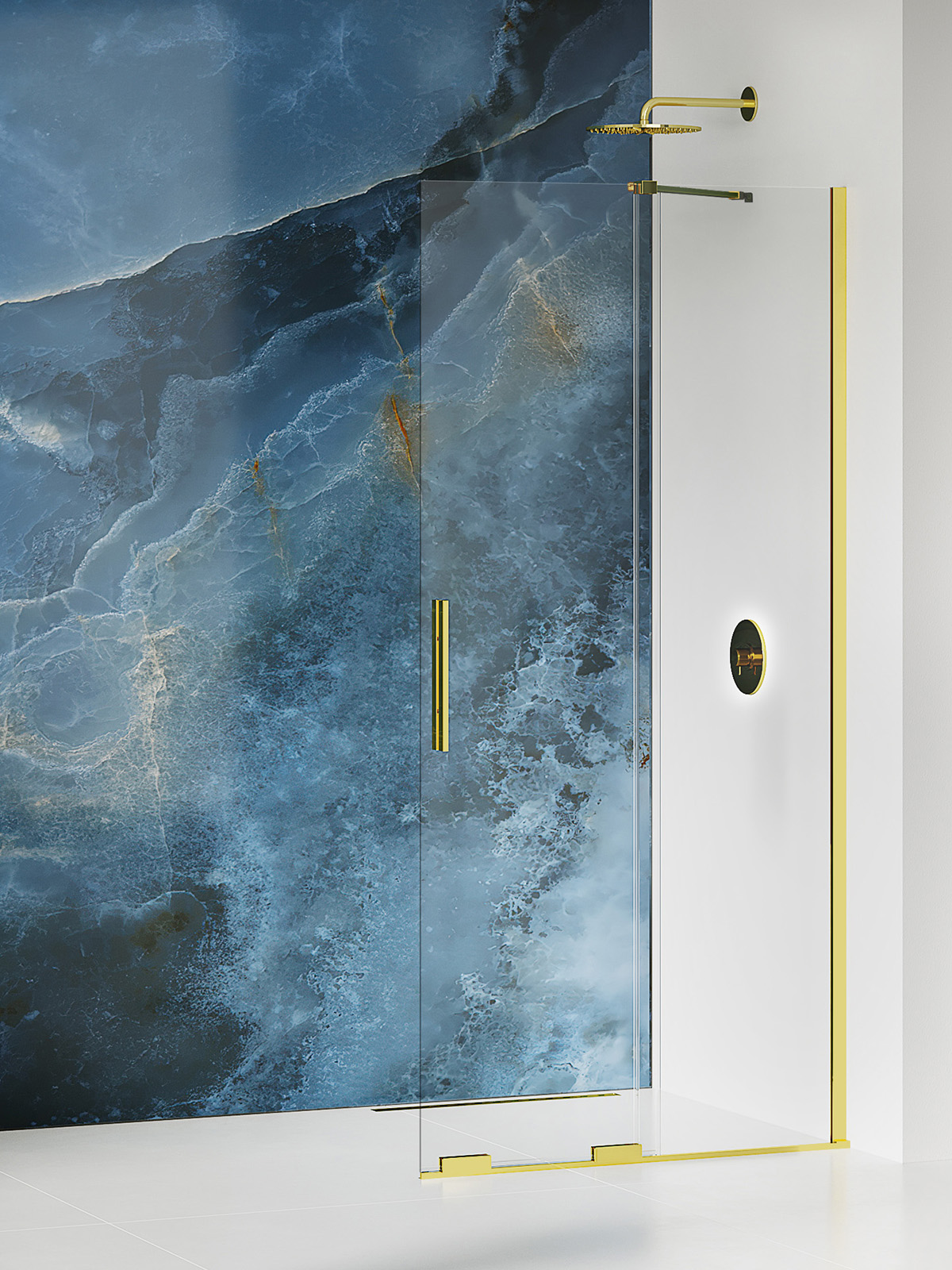 New Trendy Smart Light Gold Begehbare Duschwand 120 cm gold Glanz/durchsichtiges Glas EXK-4297-WU