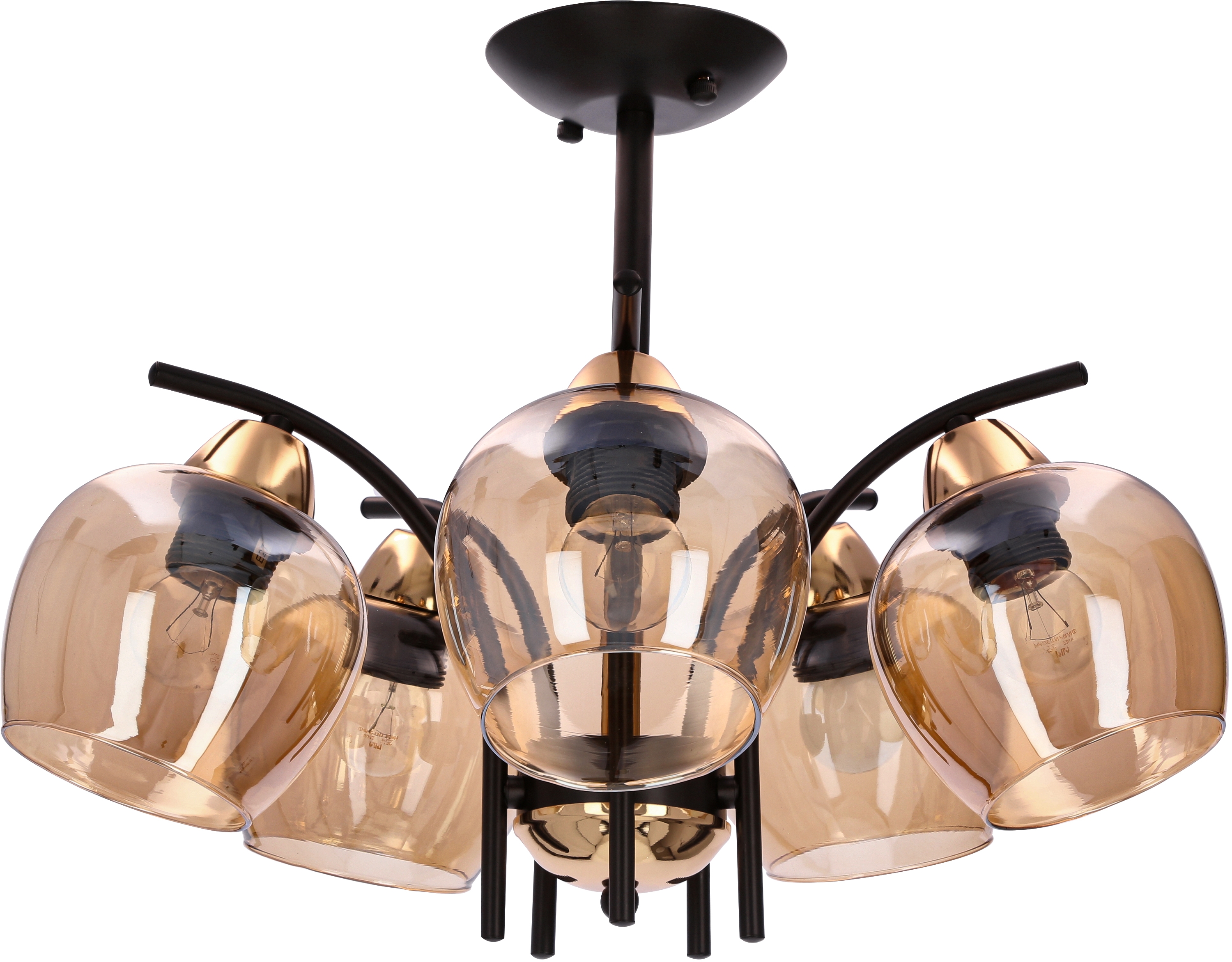 Candellux Merra Pendelleuchte 5x40 W schwarz-bernstein 35-35325