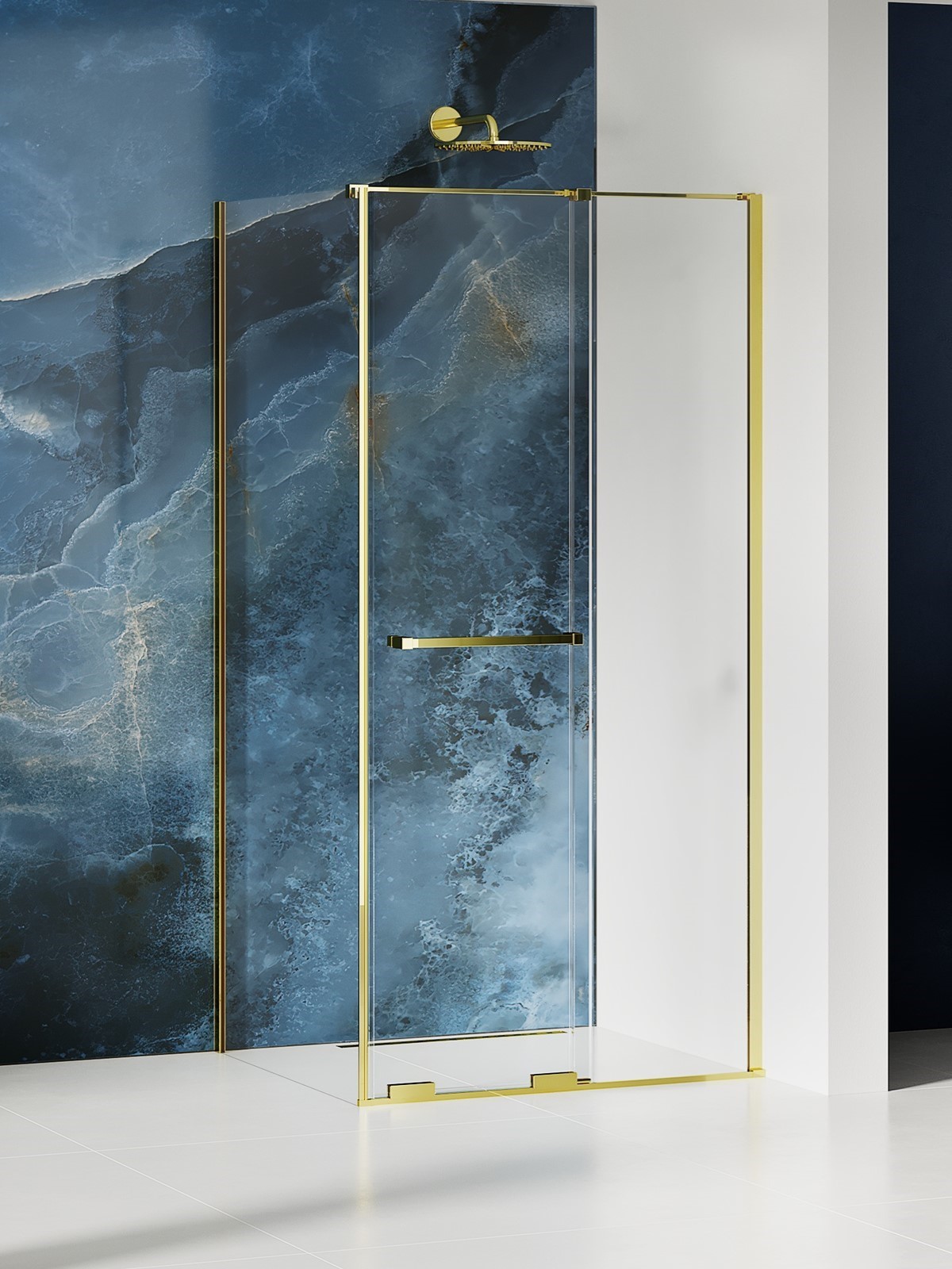 New Trendy Smart Light Gold Dusche 120x80 cm rechteckig gold Glanz/durchsichtiges Glas EXK-6702