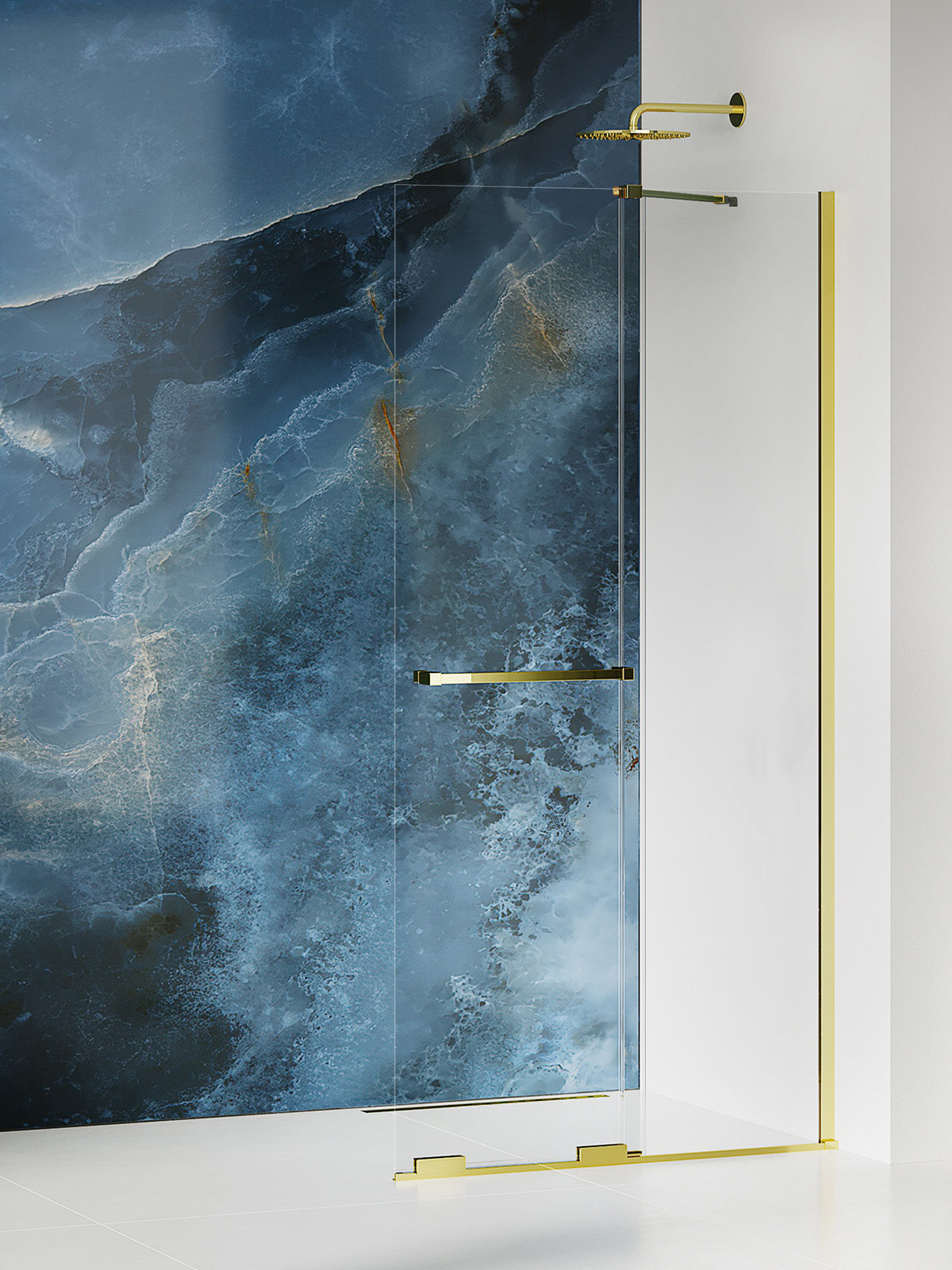 New Trendy Smart Light Gold Begehbare Duschwand 150 cm gold Glanz/durchsichtiges Glas EXK-6734-WU