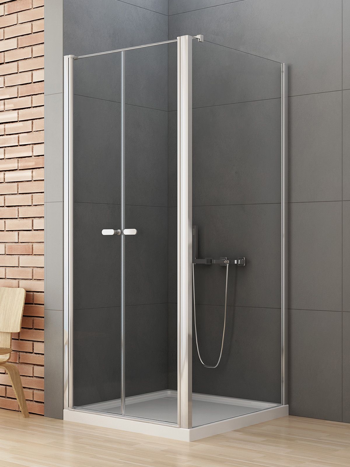 New Trendy New Soleo Dusche 90x90 cm quadratisch chrom Glanz/durchsichtiges Glas D-0145A/D-0092B-WP