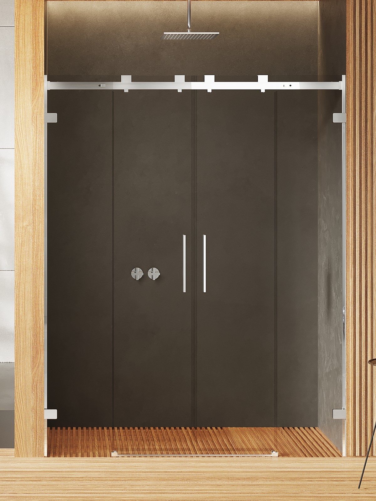 New Trendy Softi X Duschtüren 150 cm Schiebe- chrom Glanz/durchsichtiges Glas EXK-5267