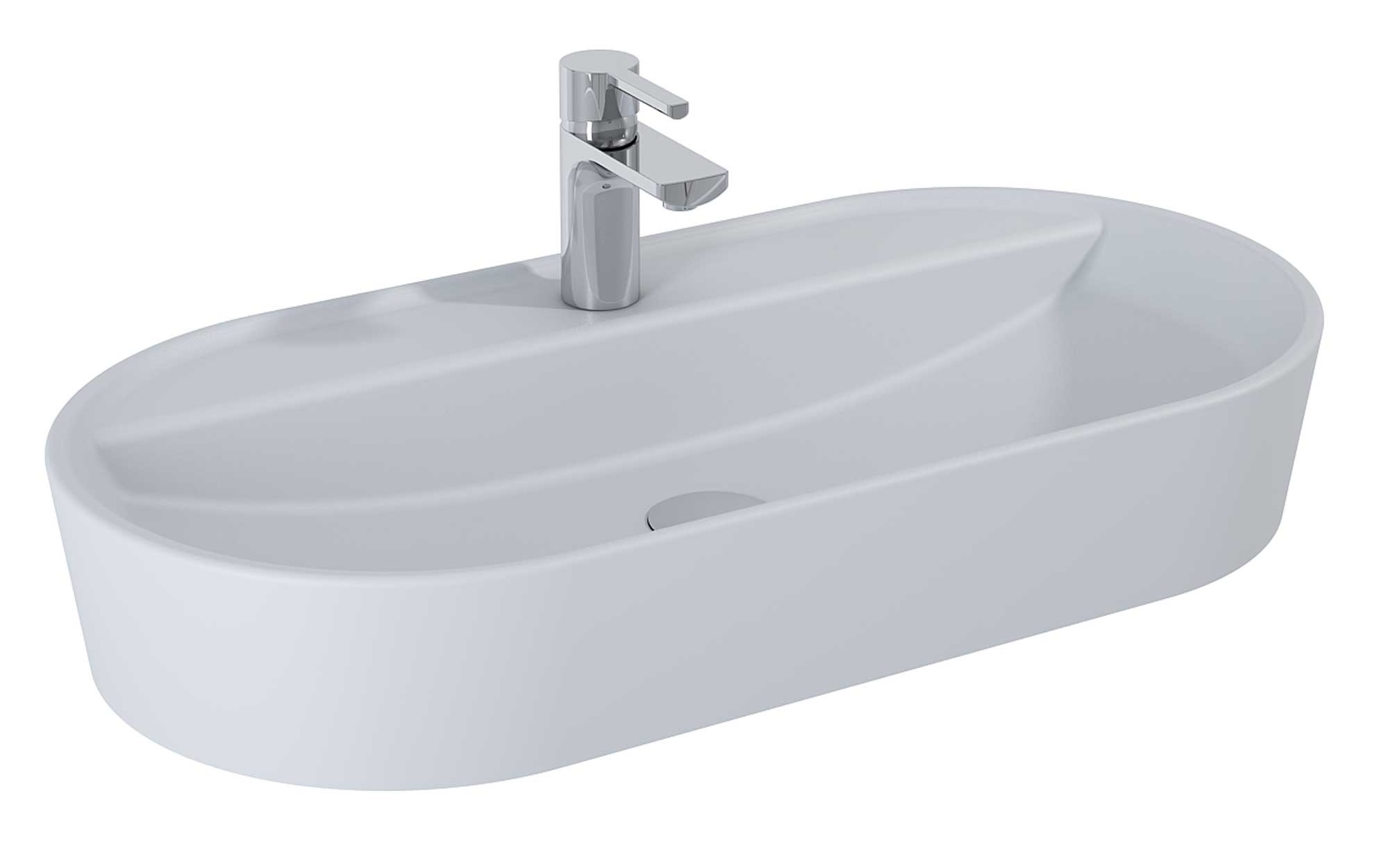 Elita Babette Waschbecken 81.5x41.5 cm oval Aufsatzwaschbecken grauer Stein RE040820017040