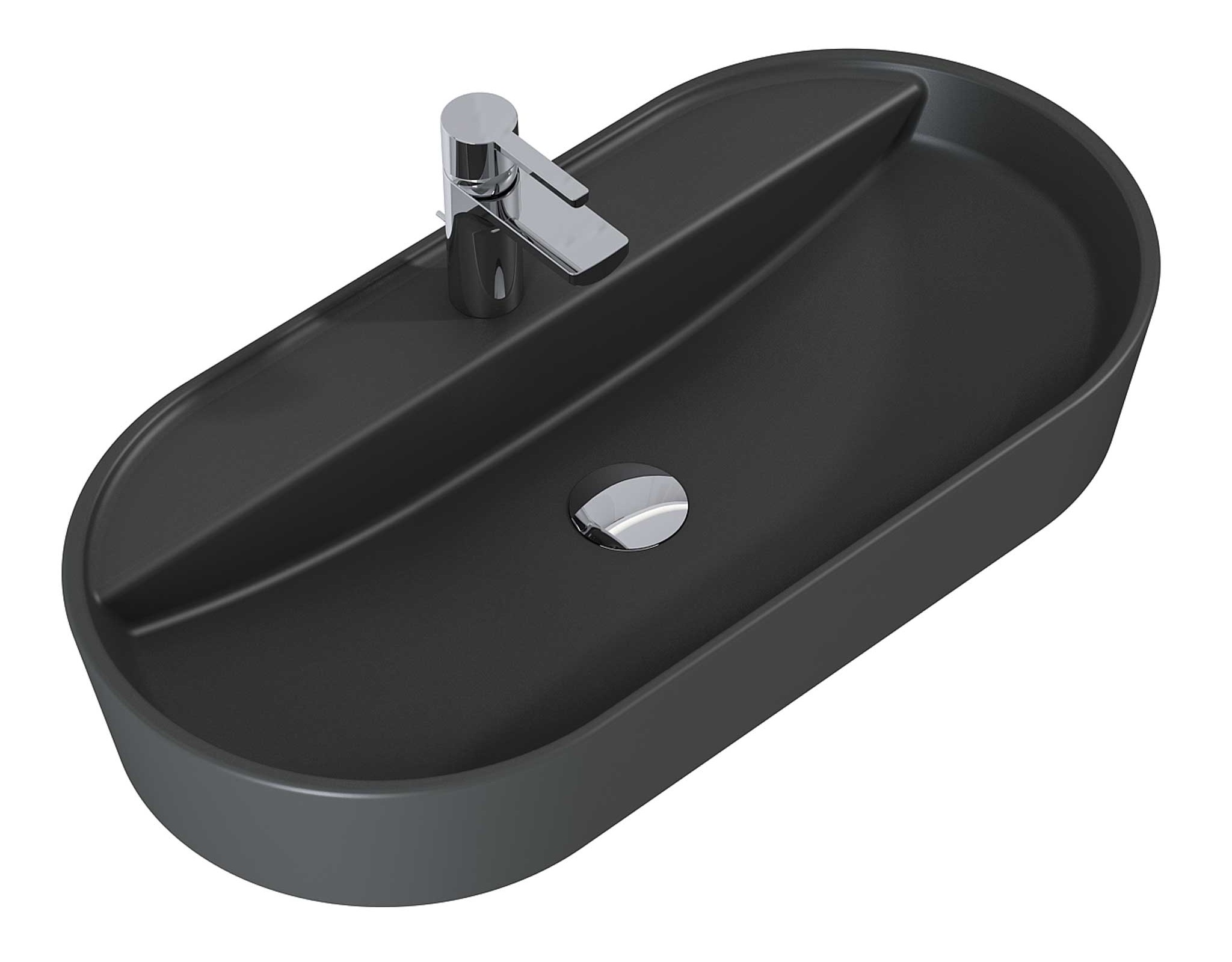 Elita Babette Waschbecken 81.5x41.5 cm oval Aufsatzwaschbecken anthrazit RE040820016010