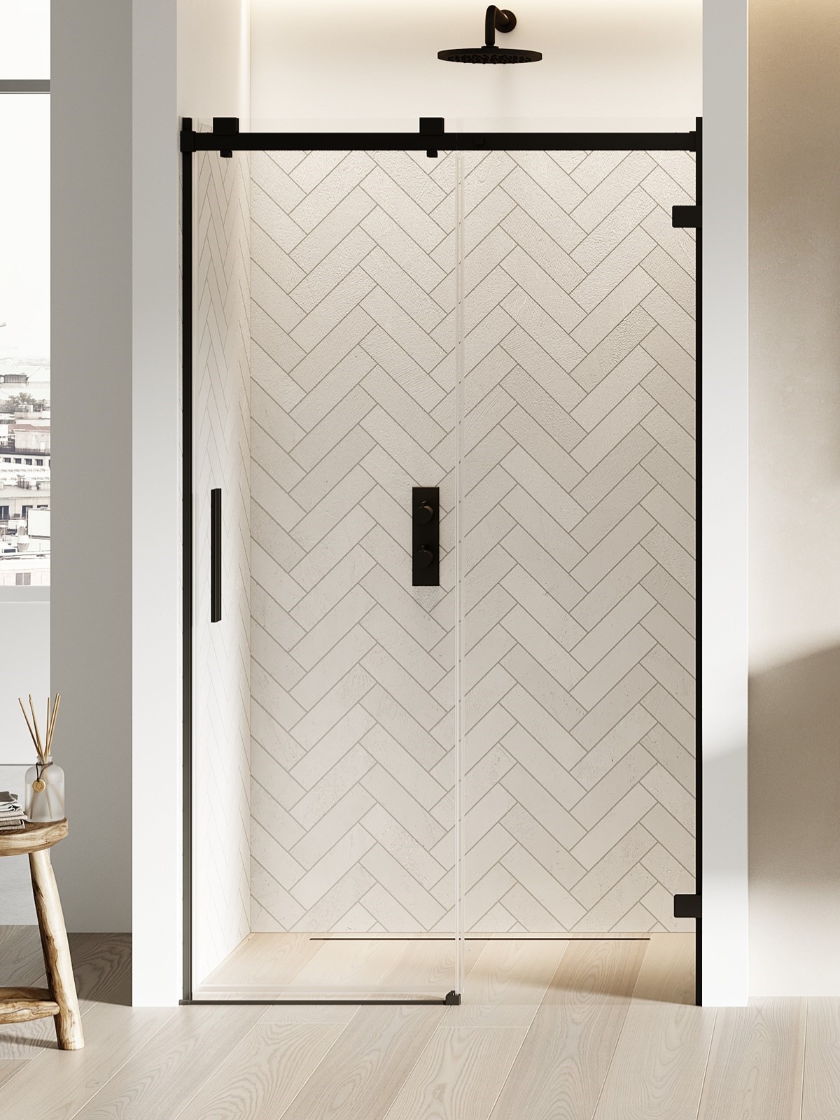 New Trendy Softi X Black Duschtüren 130 cm Schiebe- schwarz Matte/durchsichtiges Glas EXK-5358