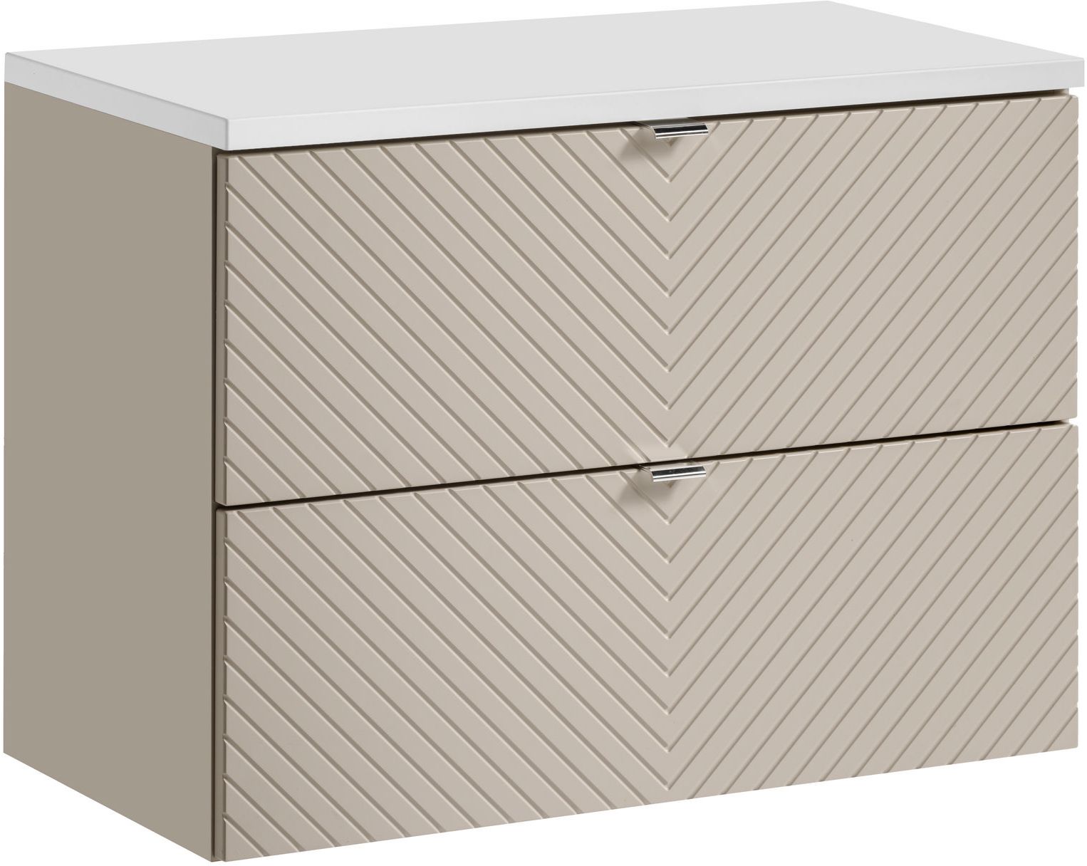 Set Kabinett Comad Viva Cashmere VIVA CASHMERE 82-80-2S, Arbeitsplatte Comad Nova White NOVA WHITE 89-80