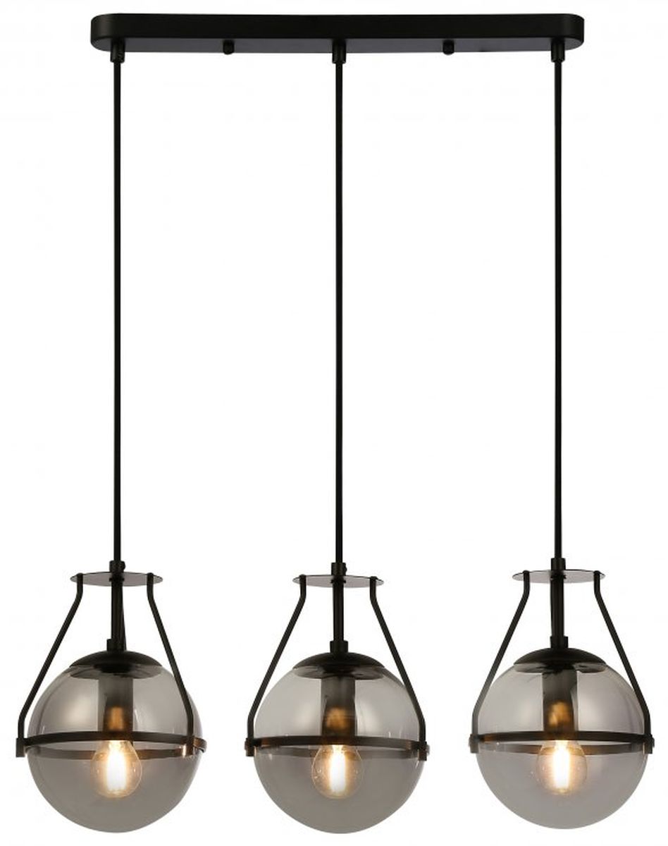 GTV Drop Pendelleuchte 3x25 W schwarz-verraucht OS-DRO3-10-DEC