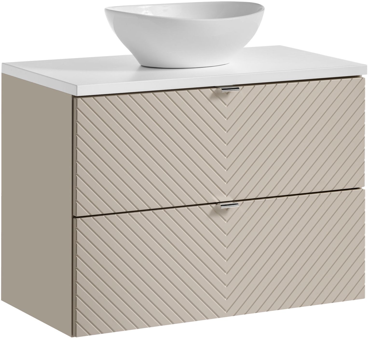 Set Kabinett Comad Viva Cashmere VIVA CASHMERE 82-80-2S, Arbeitsplatte Comad Nova White NOVA WHITE 89-80, UN-LOLA-GW