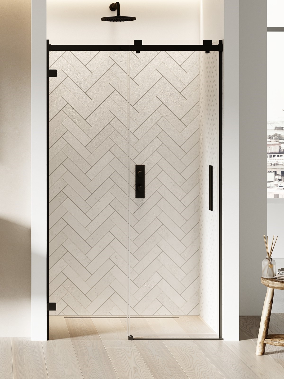 New Trendy Softi X Black Duschtüren 160 cm Schiebe- schwarz Matte/durchsichtiges Glas EXK-5363