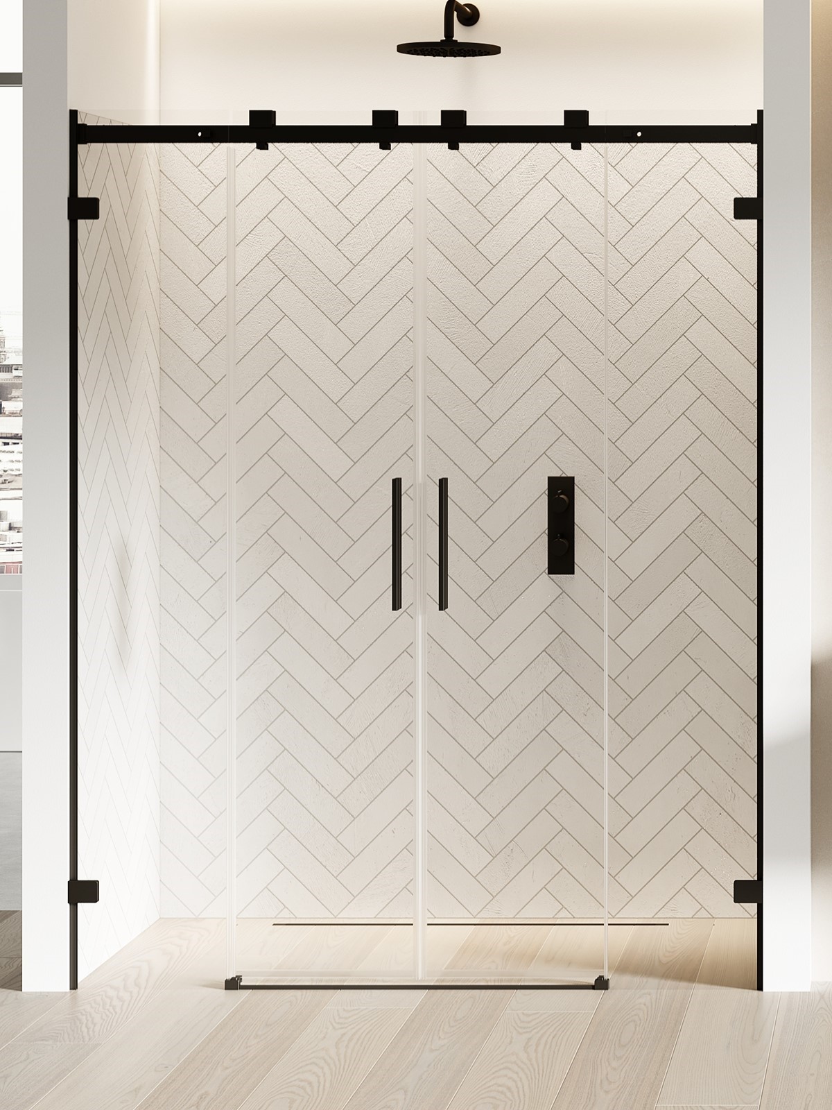 New Trendy Softi X Black Duschtüren 170 cm Schiebe- schwarz Matte/durchsichtiges Glas EXK-5373