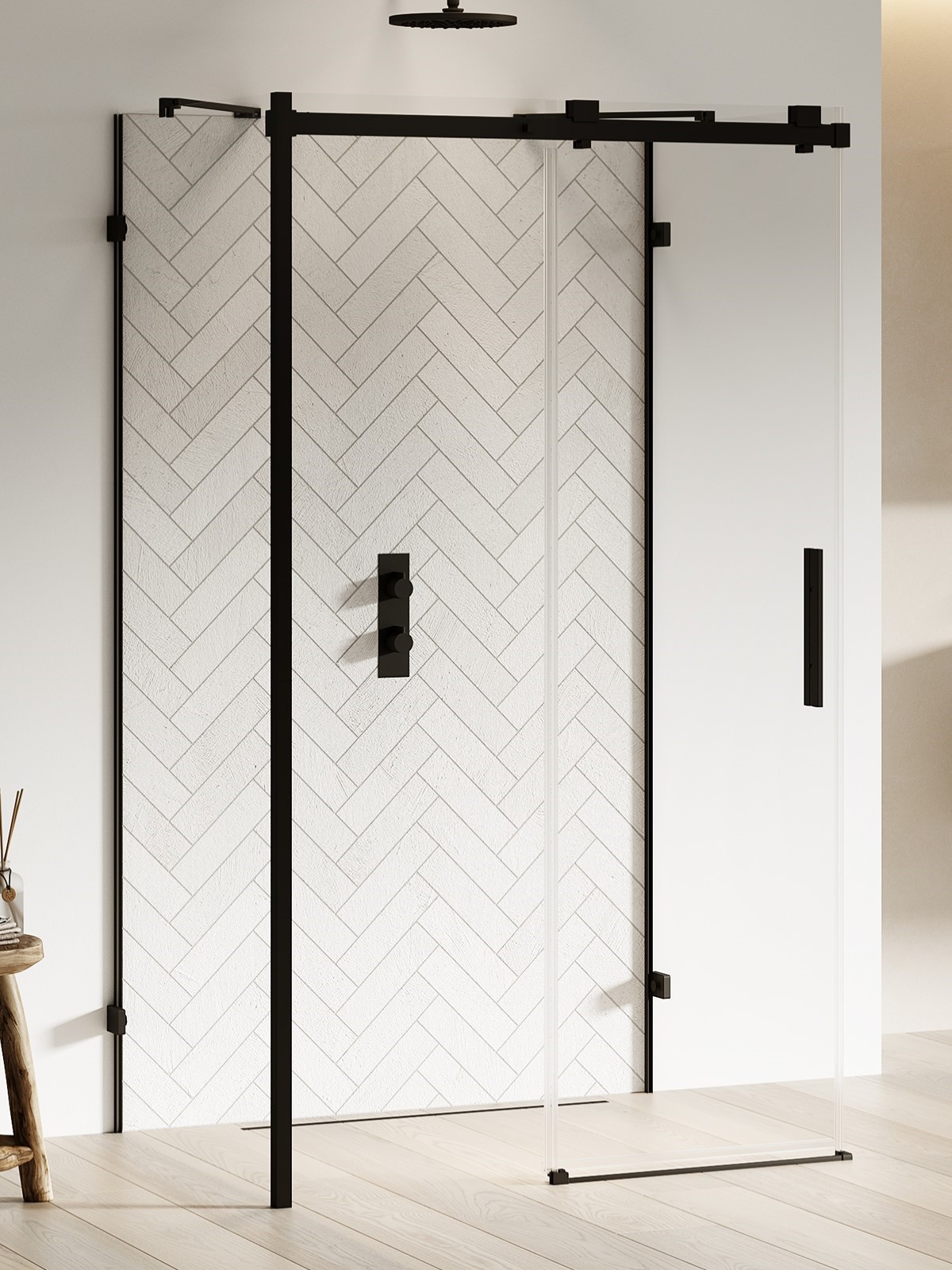 New Trendy Softi X Black Dusche 100x80 cm rechteckig schwarz Matte/durchsichtiges Glas EXK-5425