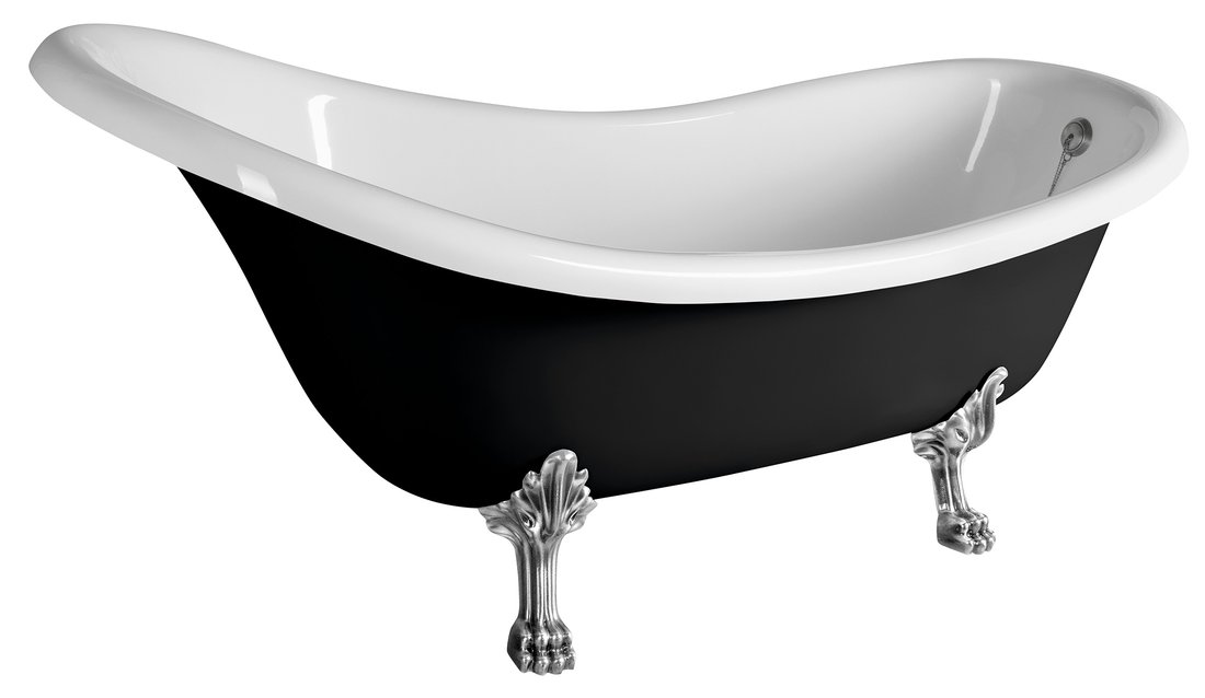 Polysan Brixton Freistehende Badewanne 174x83 cm oval weiß-schwarz-zweifarbig 94827