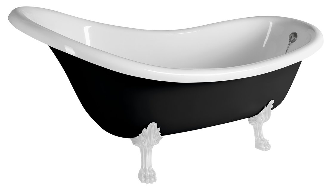 Polysan Brixton Freistehende Badewanne 174x83 cm oval weiß-schwarz-zweifarbig 94847