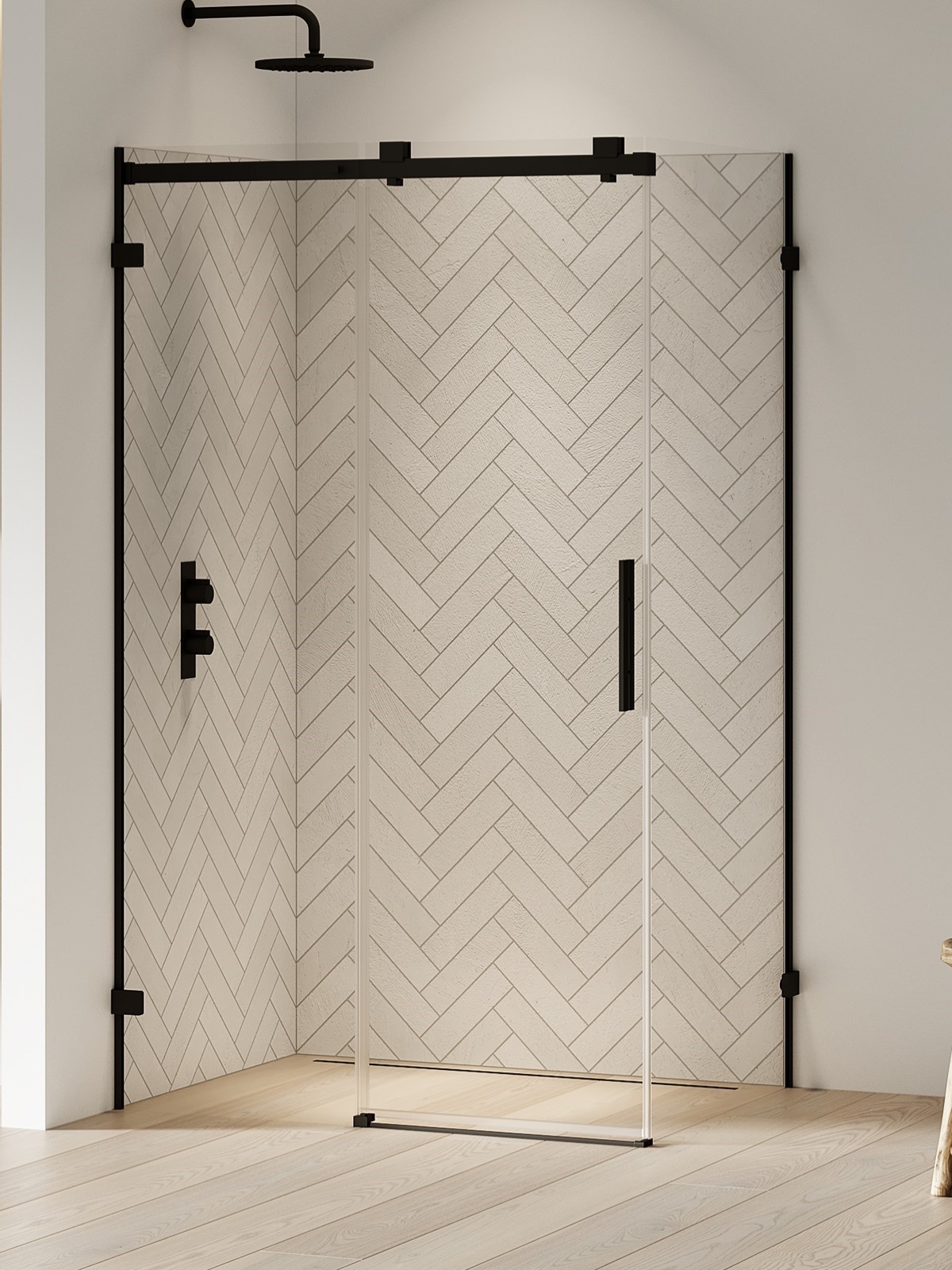 New Trendy Softi X Black Dusche 100x80 cm rechteckig schwarz Matte/durchsichtiges Glas EXK-5375