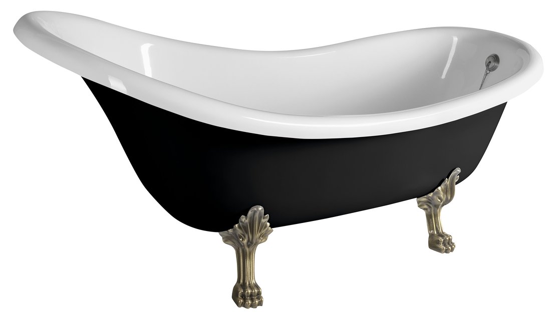 Polysan Brixton Freistehende Badewanne 174x83 cm oval weiß-schwarz-zweifarbig 94867