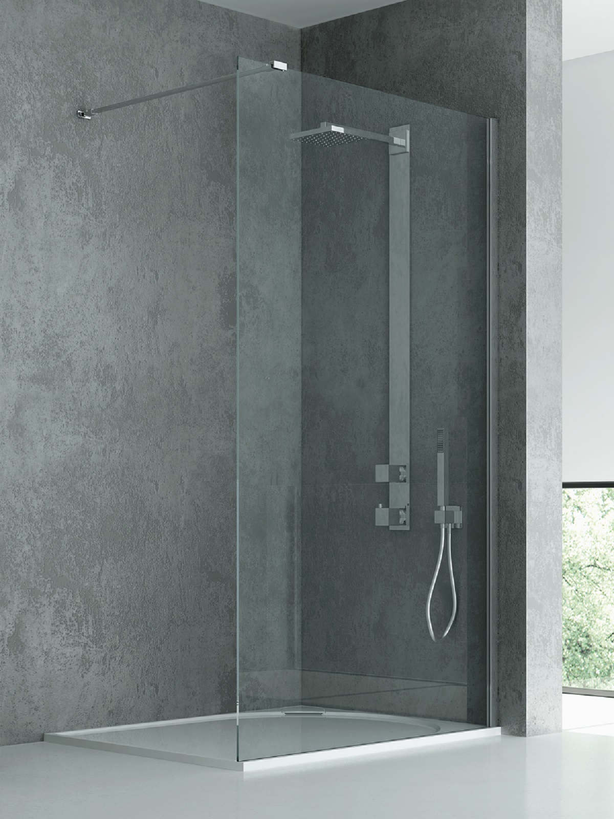 New Trendy New Modus Begehbare Duschwand 140 cm chrom Glanz/durchsichtiges Glas EXK-5464