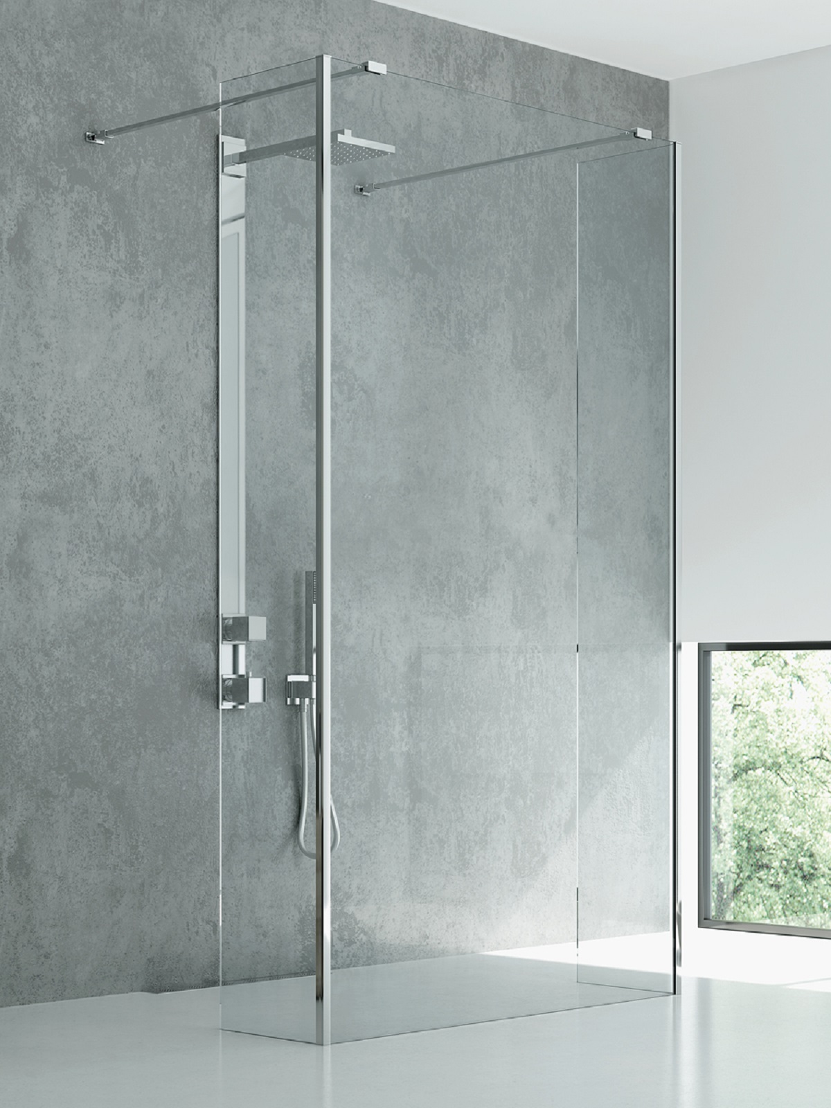 New Trendy New Modus Begehbare Duschwand 130 cm chrom Glanz/durchsichtiges Glas EXK-5502