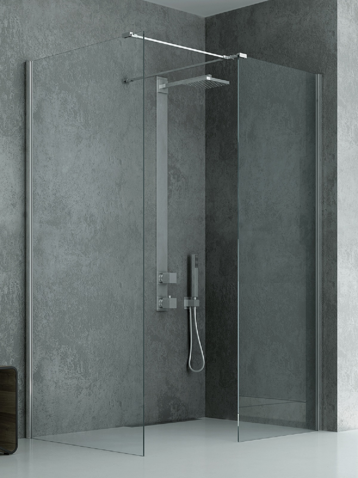 New Trendy New Modus Begehbare Duschkabine 140x100 cm rechteckig chrom Glanz/durchsichtiges Glas EXK-5525