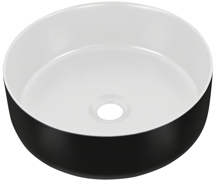 Comad Simple Waschbecken 36x36 cm rund Aufsatzwaschbecken weiß-schwarz UM-6259 SIMPLE 8.