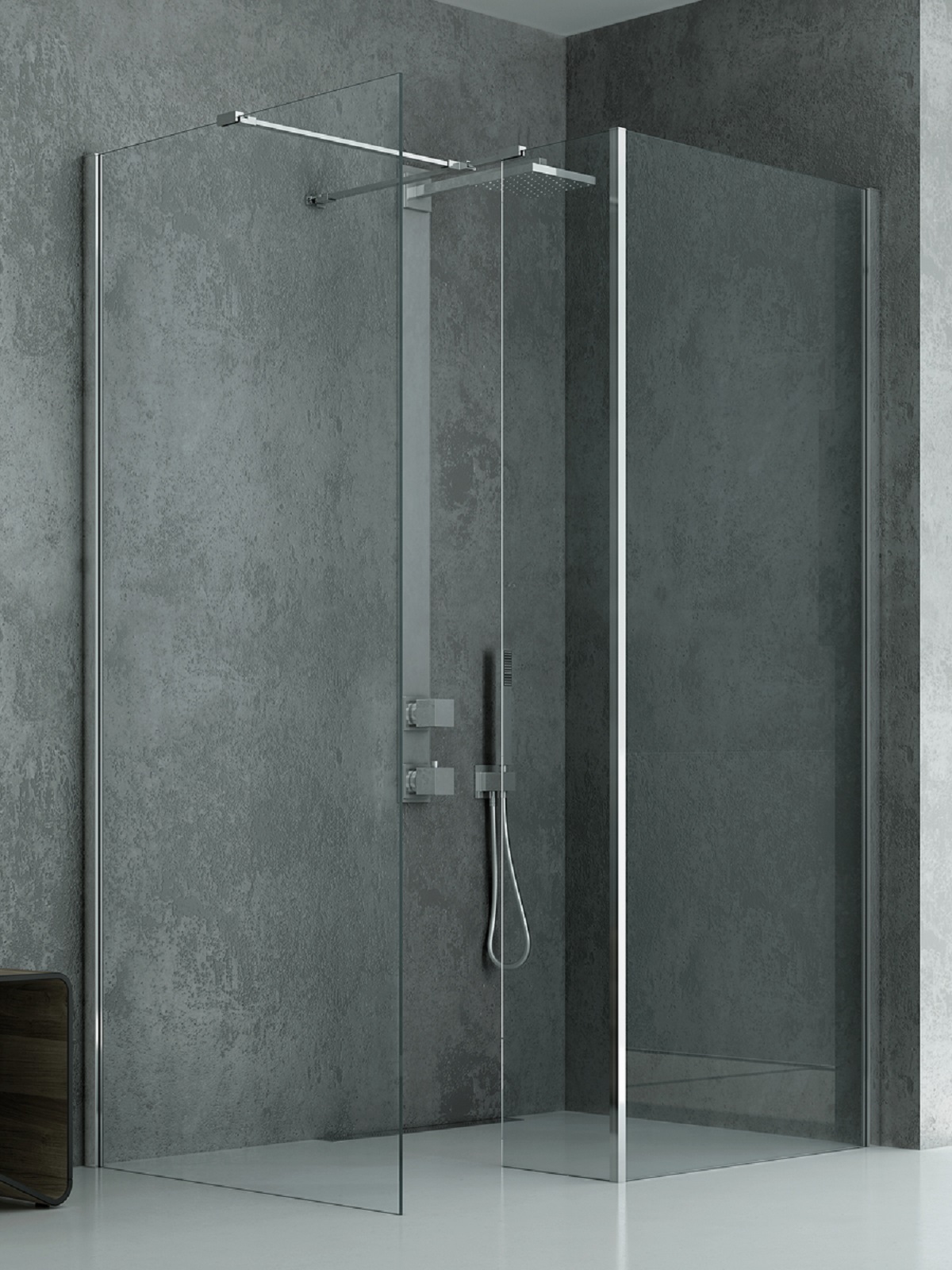 New Trendy New Modus Begehbare Duschwand 80 cm chrom Glanz/durchsichtiges Glas EXK-5510