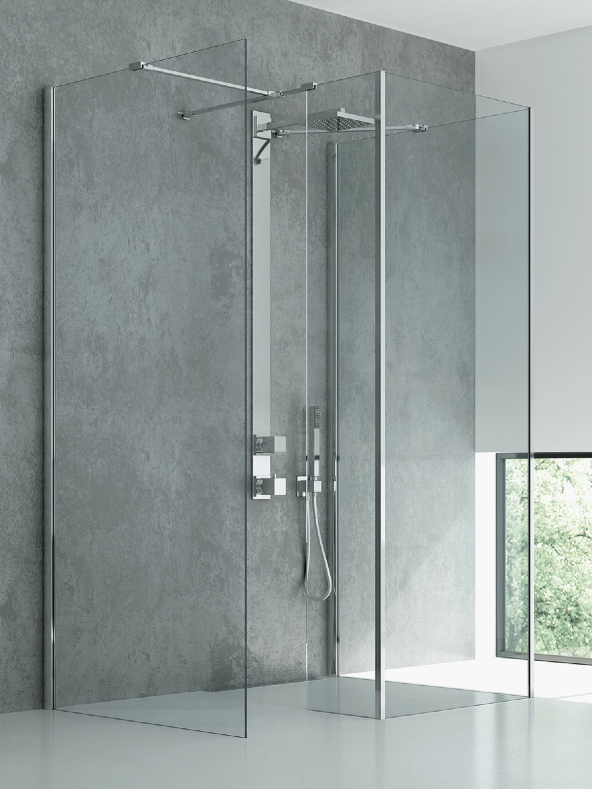 New Trendy New Modus Begehbare Duschwand 80 cm chrom Glanz/durchsichtiges Glas EXK-5530