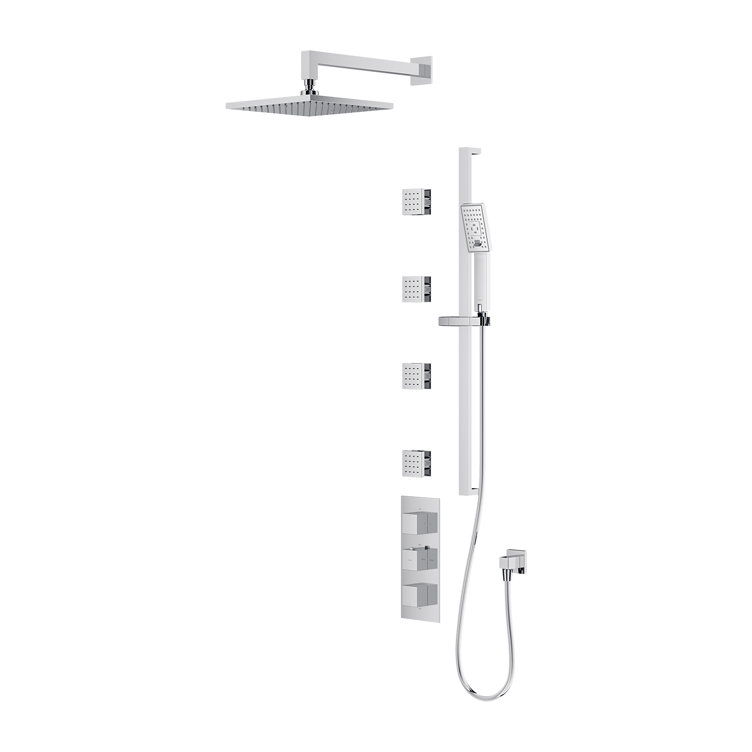 Omnires Fresh Duschset Wandmontage mit Thermostat mit Regenbrause chrom SYSFR12XCR