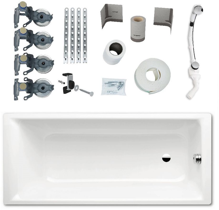 Set Rechteckige Badewanne Kaldewei Puro 256200010001, Siphon mit Überlauf Kaldewei Bis 687676500000