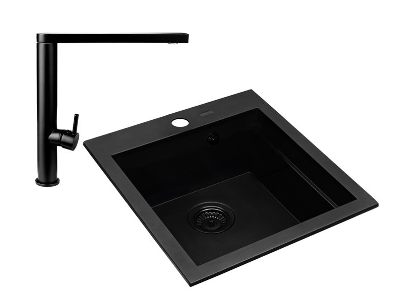 Pyramis Siros Waschbecken mit Wasserhahn schwarz/schwarz 079822801BT