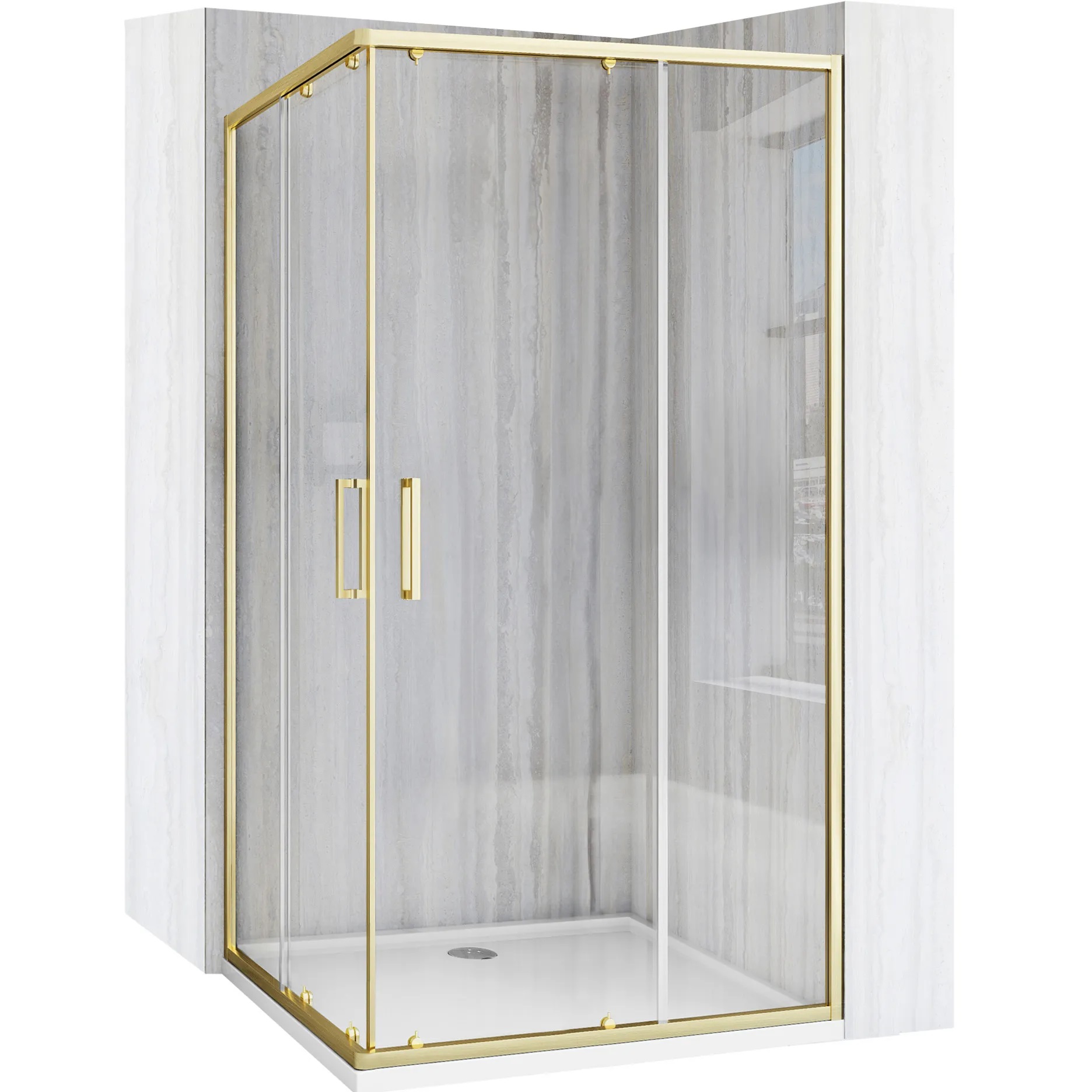 Rea City Dusche 77.5x97.5 cm rechteckig gold gebürstet/durchsichtiges Glas REA-K6449