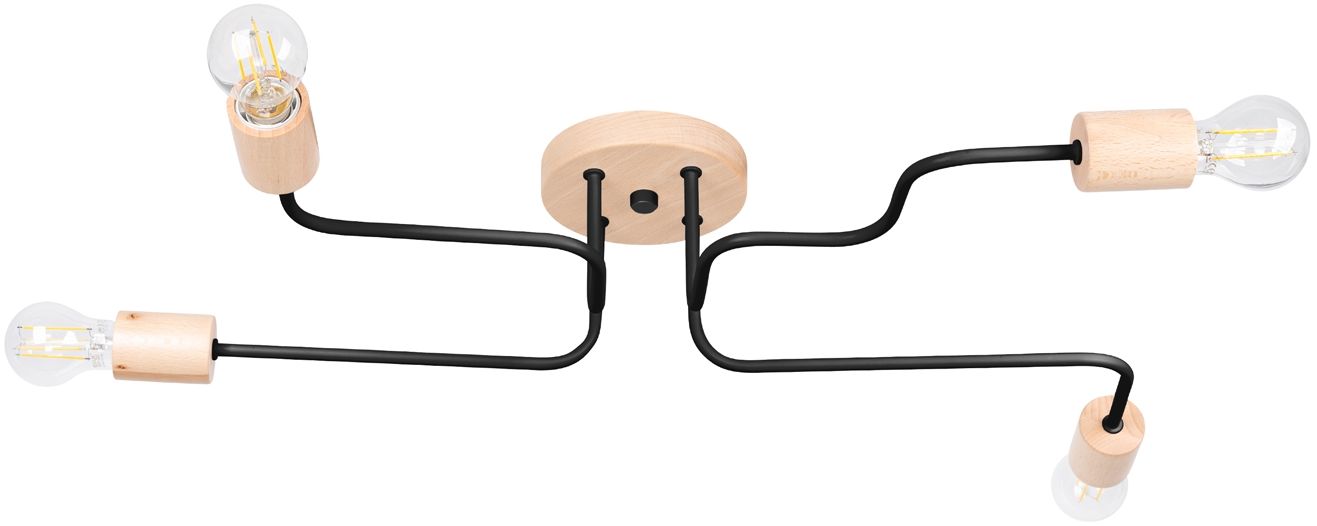Sollux Lighting Timbo Deckenlampe 4x15 W schwarz-holz SL.1669