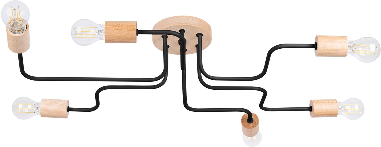 Sollux Lighting Timbo Deckenlampe 6x15 W schwarz-holz SL.1670