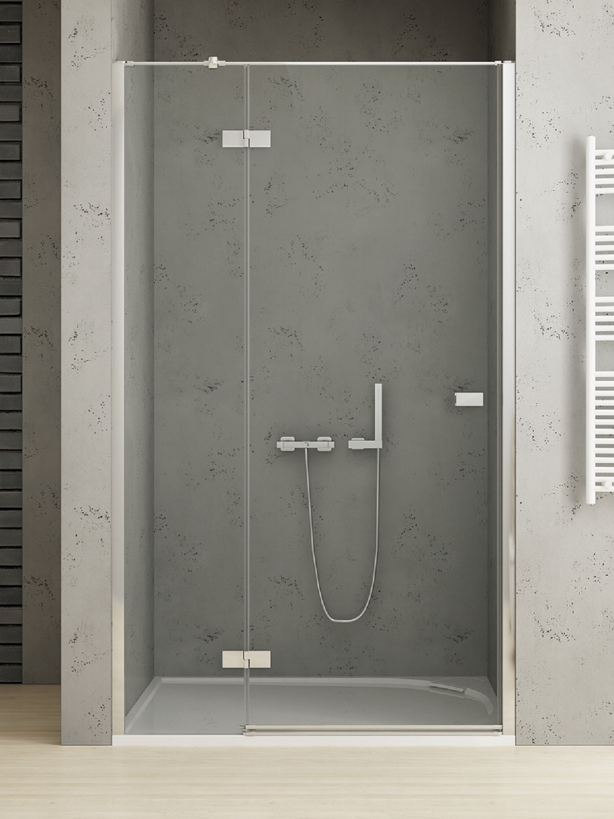 New Trendy Reflexa Duschtüren 100 cm aufklappbar chrom Glanz/durchsichtiges Glas EXK-5061