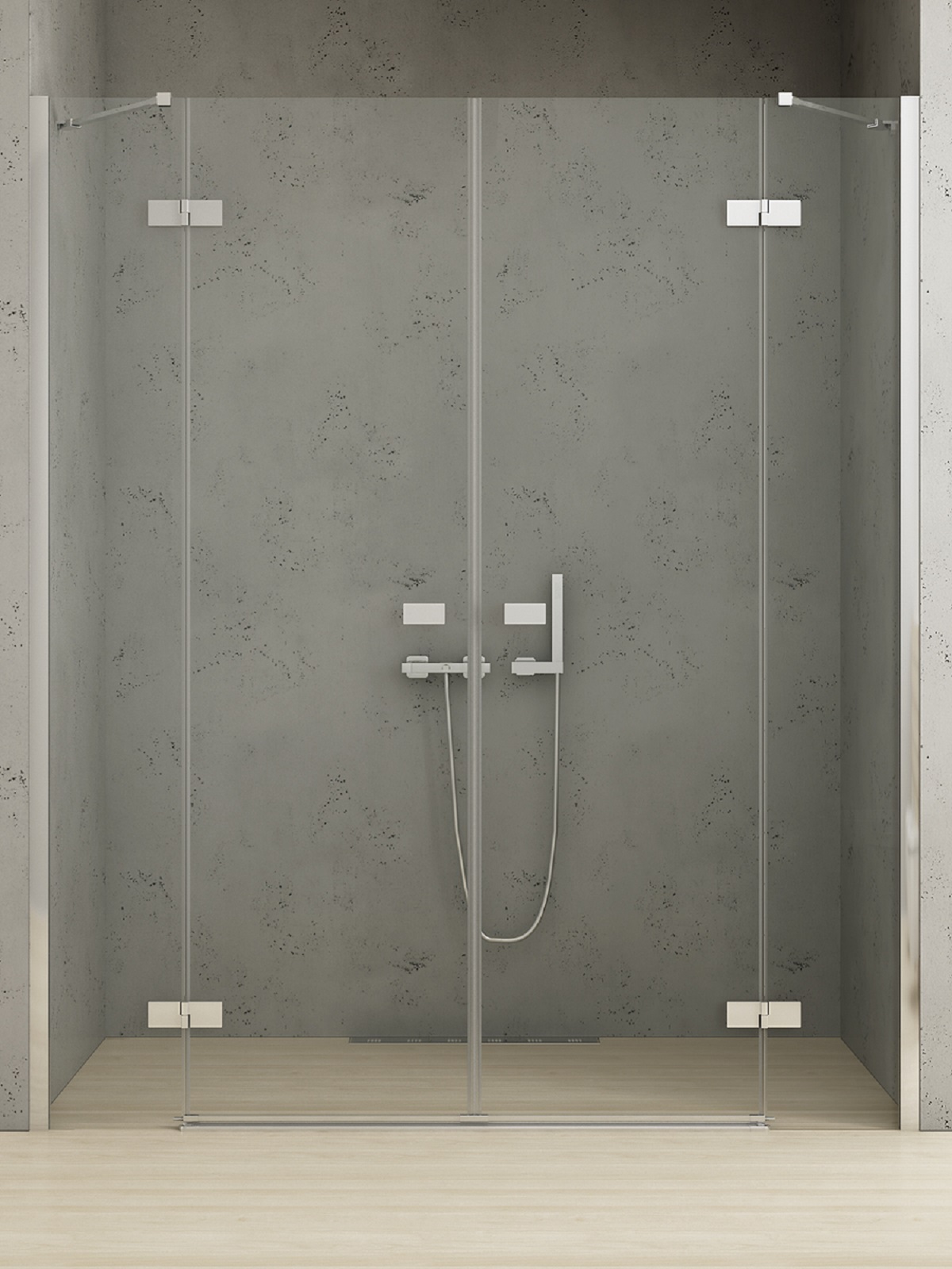 New Trendy Reflexa Duschtüren 220 cm aufklappbar chrom Glanz/durchsichtiges Glas EXK-5074