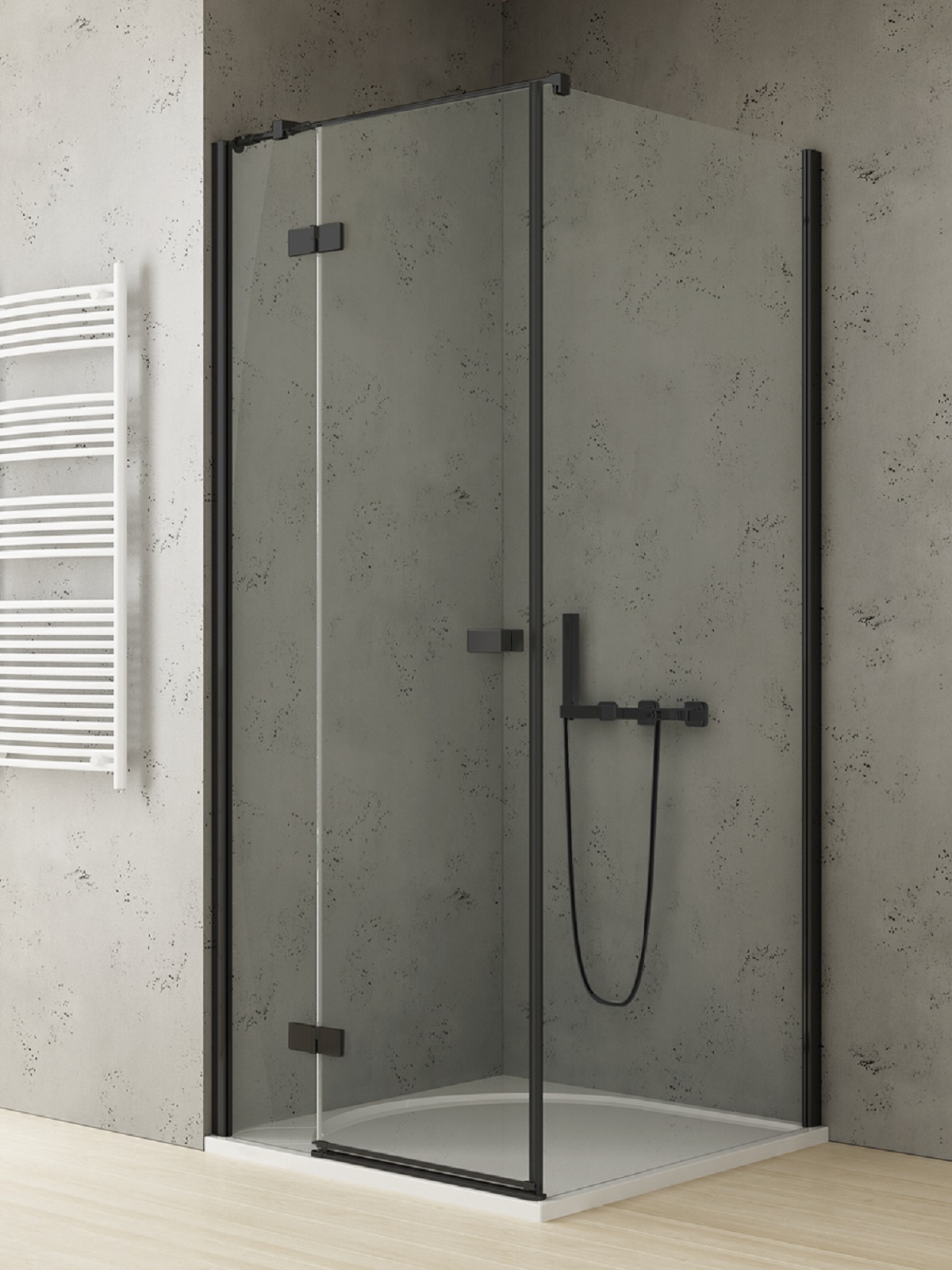 New Trendy Reflexa Black Dusche 110x100 cm rechteckig schwarz Matte/durchsichtiges Glas EXK-4944