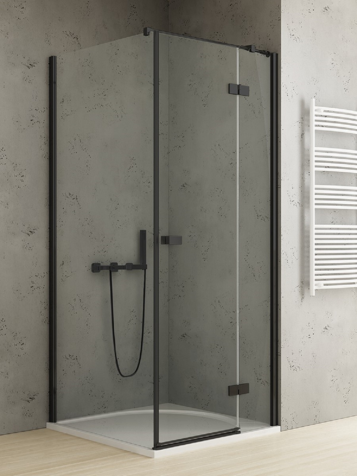 New Trendy Reflexa Black Dusche 90x80 cm rechteckig schwarz Matte/durchsichtiges Glas EXK-4927