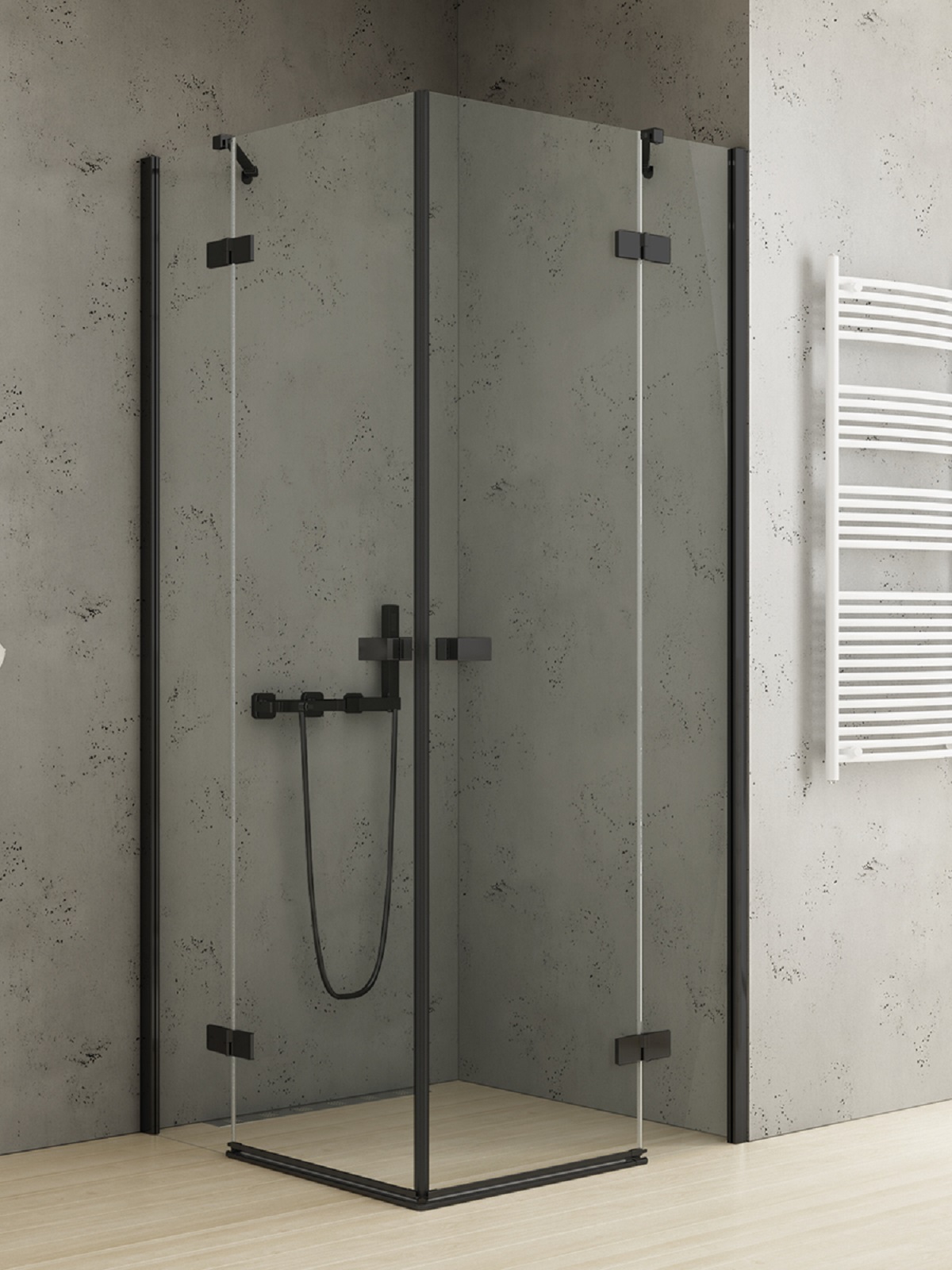 New Trendy Reflexa Black Dusche 110x100 cm rechteckig schwarz Matte/durchsichtiges Glas EXK-4989