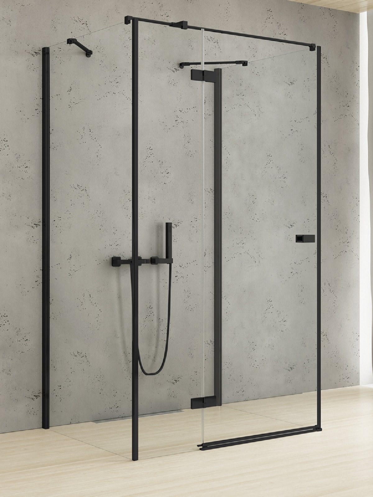 New Trendy Reflexa Black Dusche 120x110 cm rechteckig schwarz Matte/durchsichtiges Glas EXK-5053