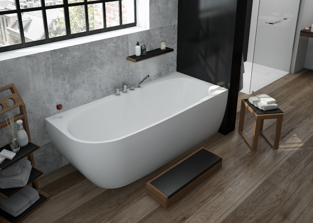 Hoesch iSensi Eckbadewanne 170x75 cm rechteckig weiß 3868.010