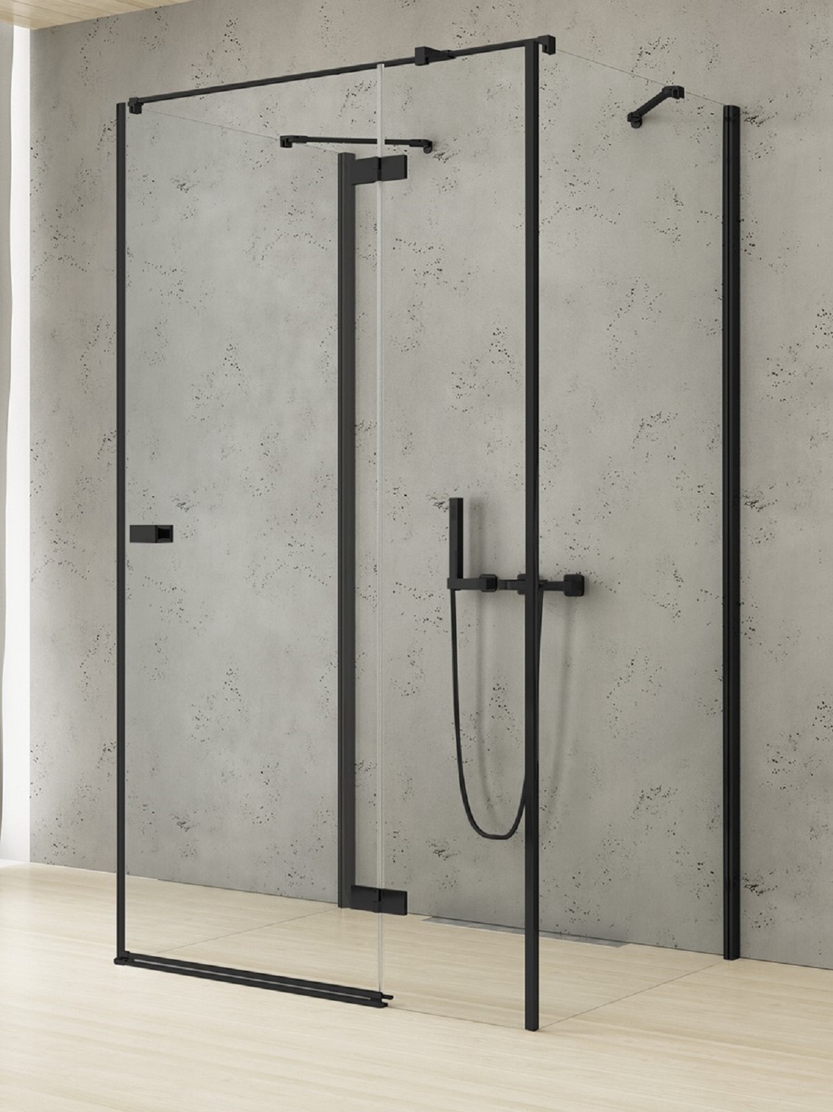 New Trendy Reflexa Black Dusche 90x70 cm rechteckig schwarz Matte/durchsichtiges Glas EXK-5010
